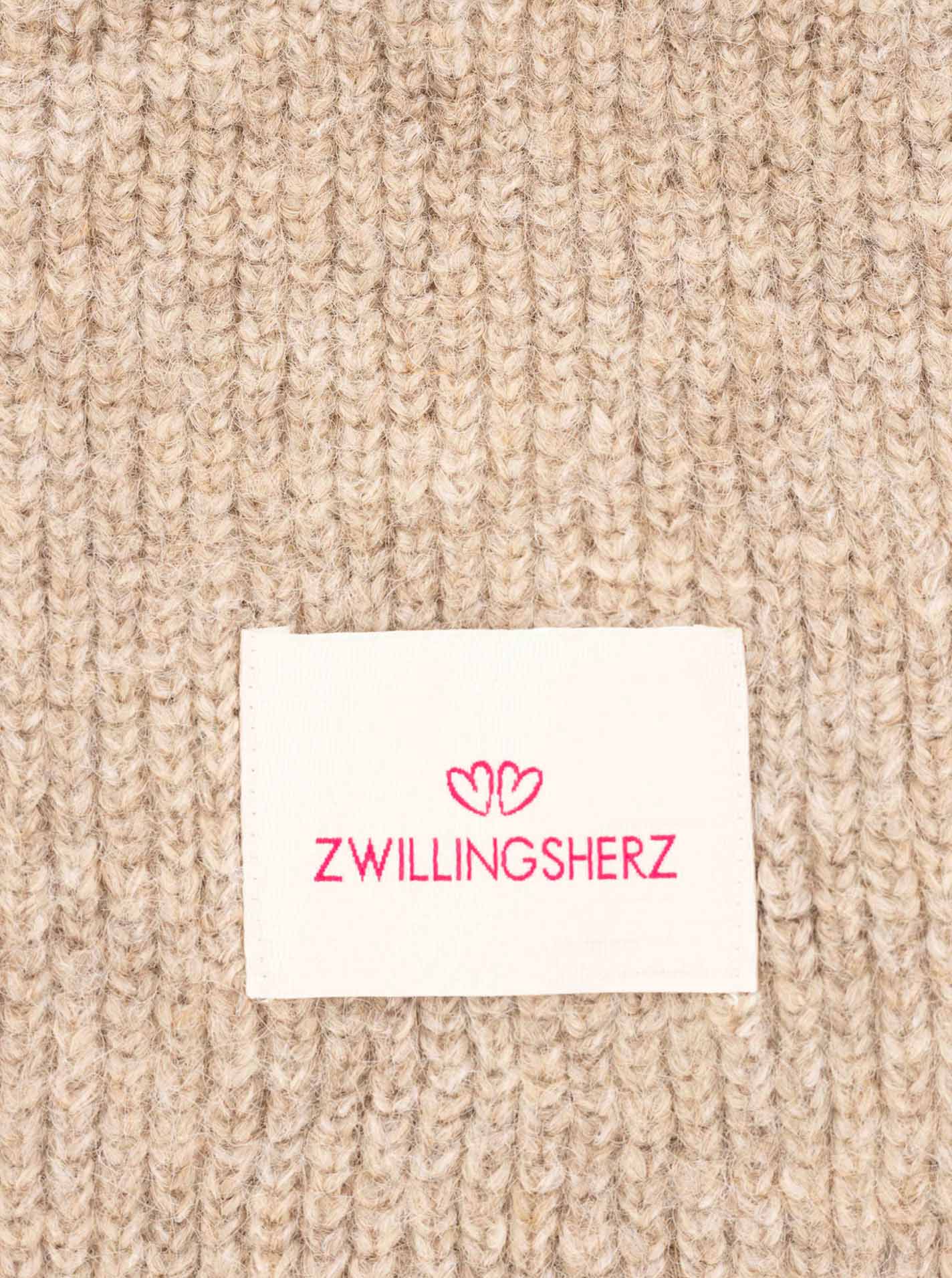 Schal Wolle gerippt "Zwillingsherz Patch"