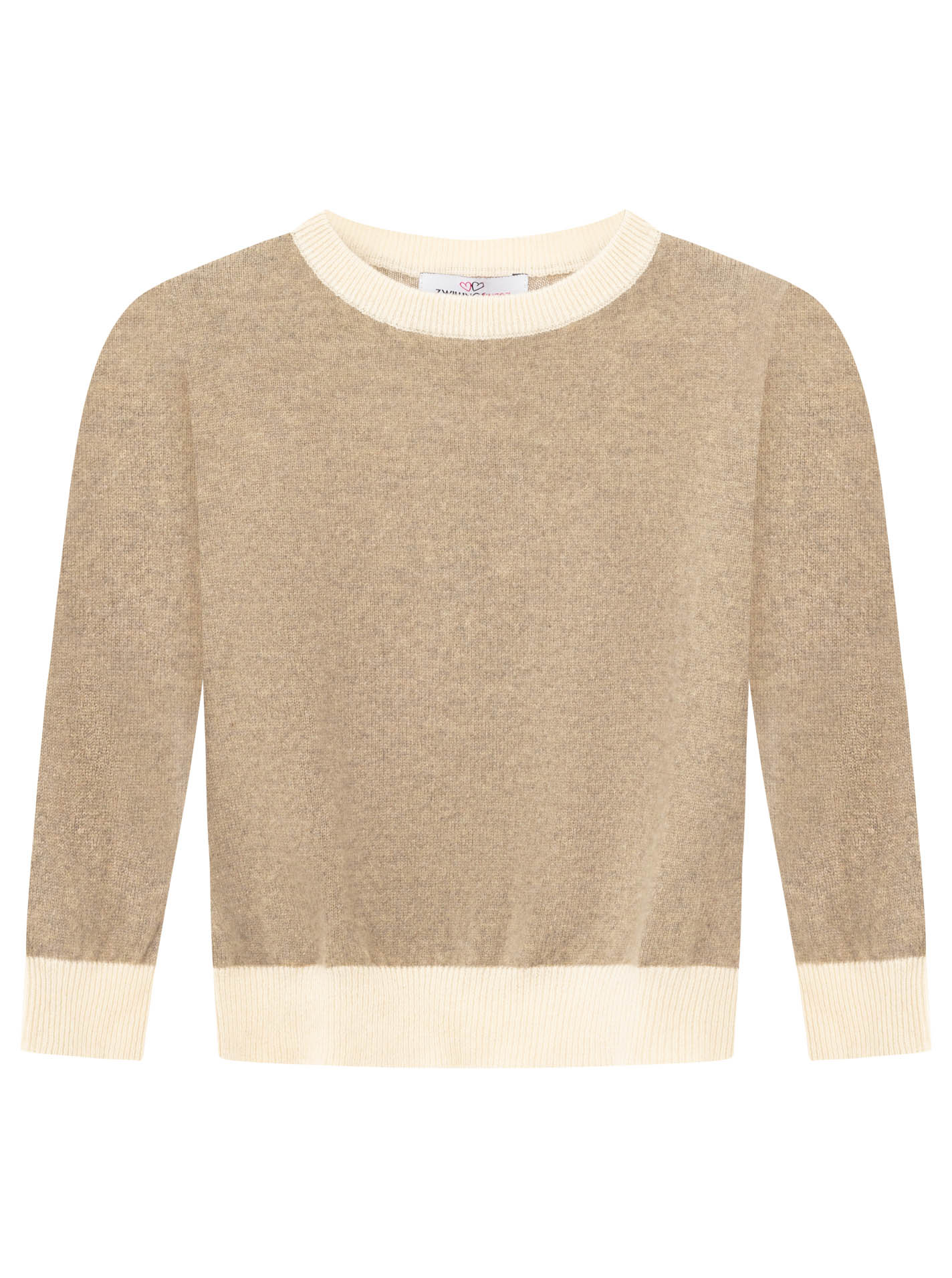 100% Cashmere Kids Rundhals Pullover zweifarbig