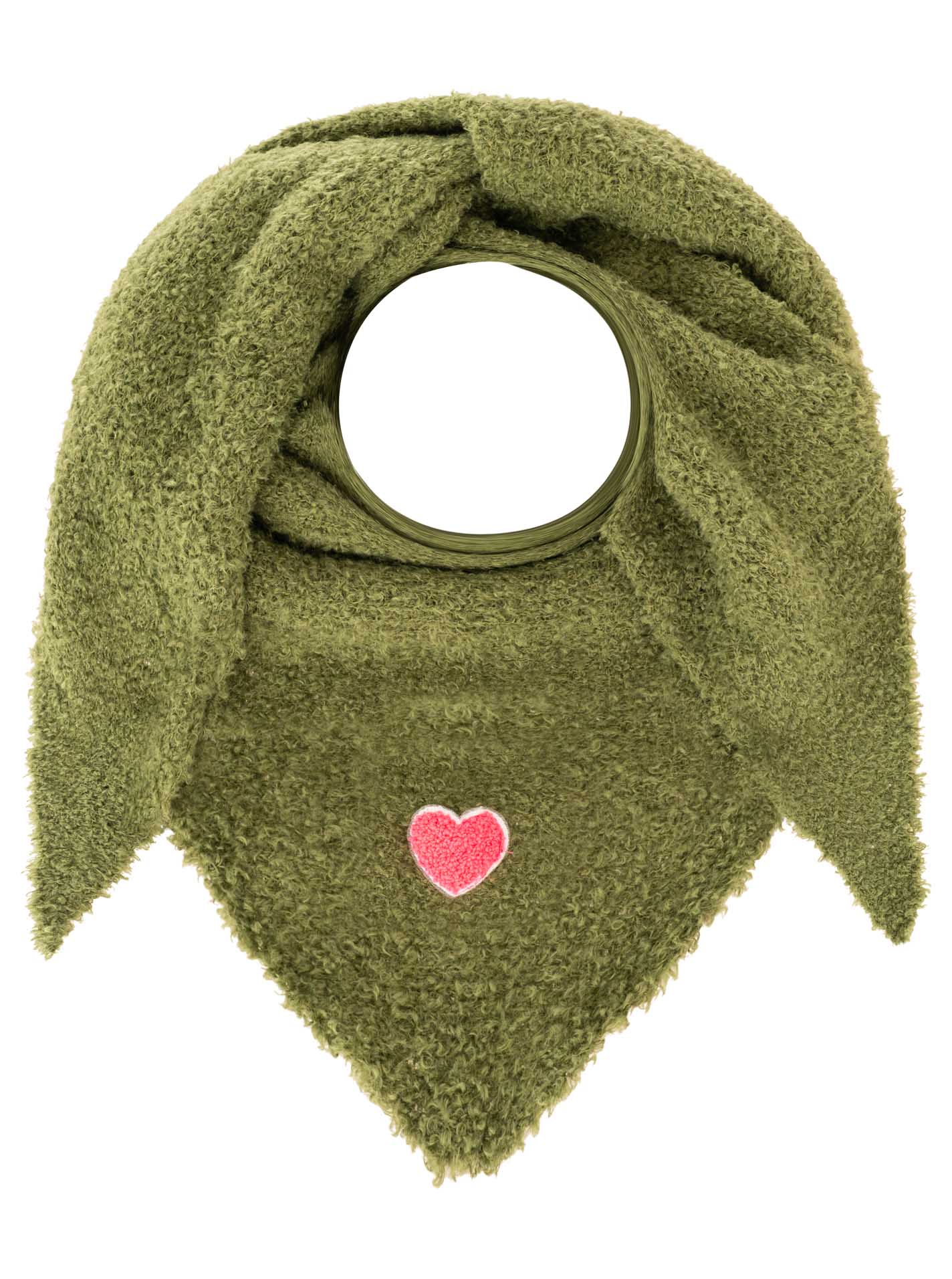 Dreieckstuch Bouclé "Herz Patch"