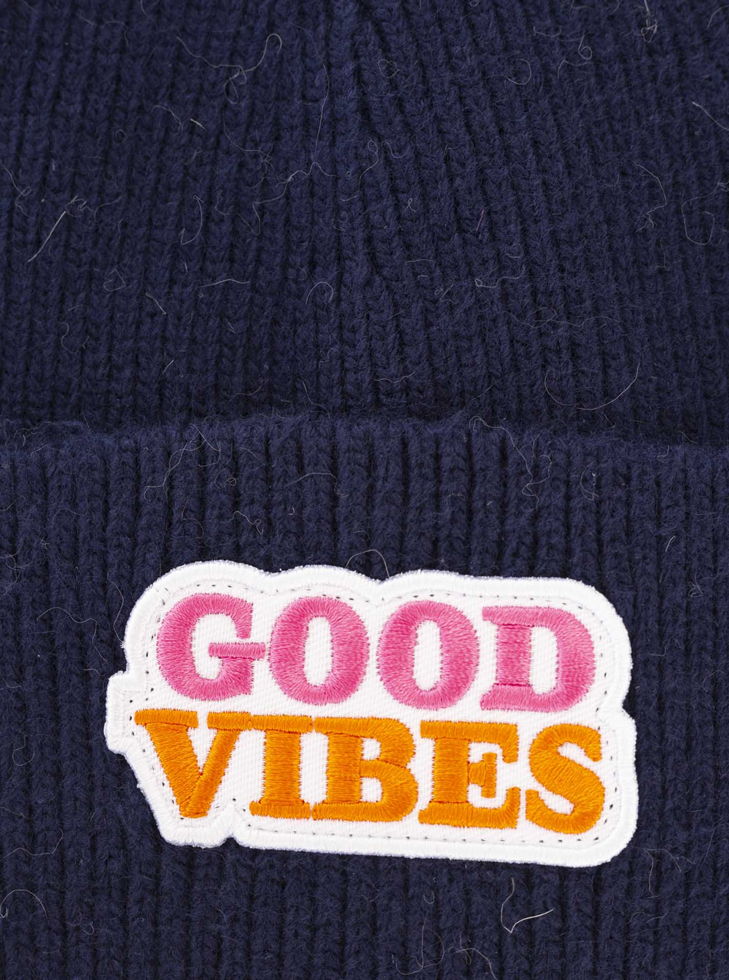 Umschlagmütze Wollmix "Good Vibes"