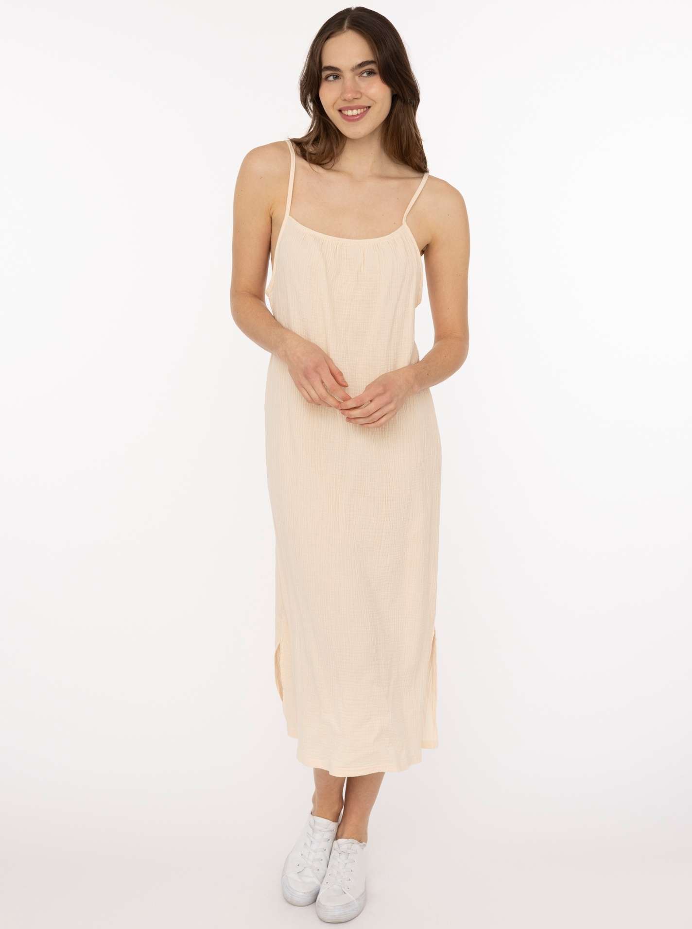 Trägerkleid Maxi Musselin "Uni"