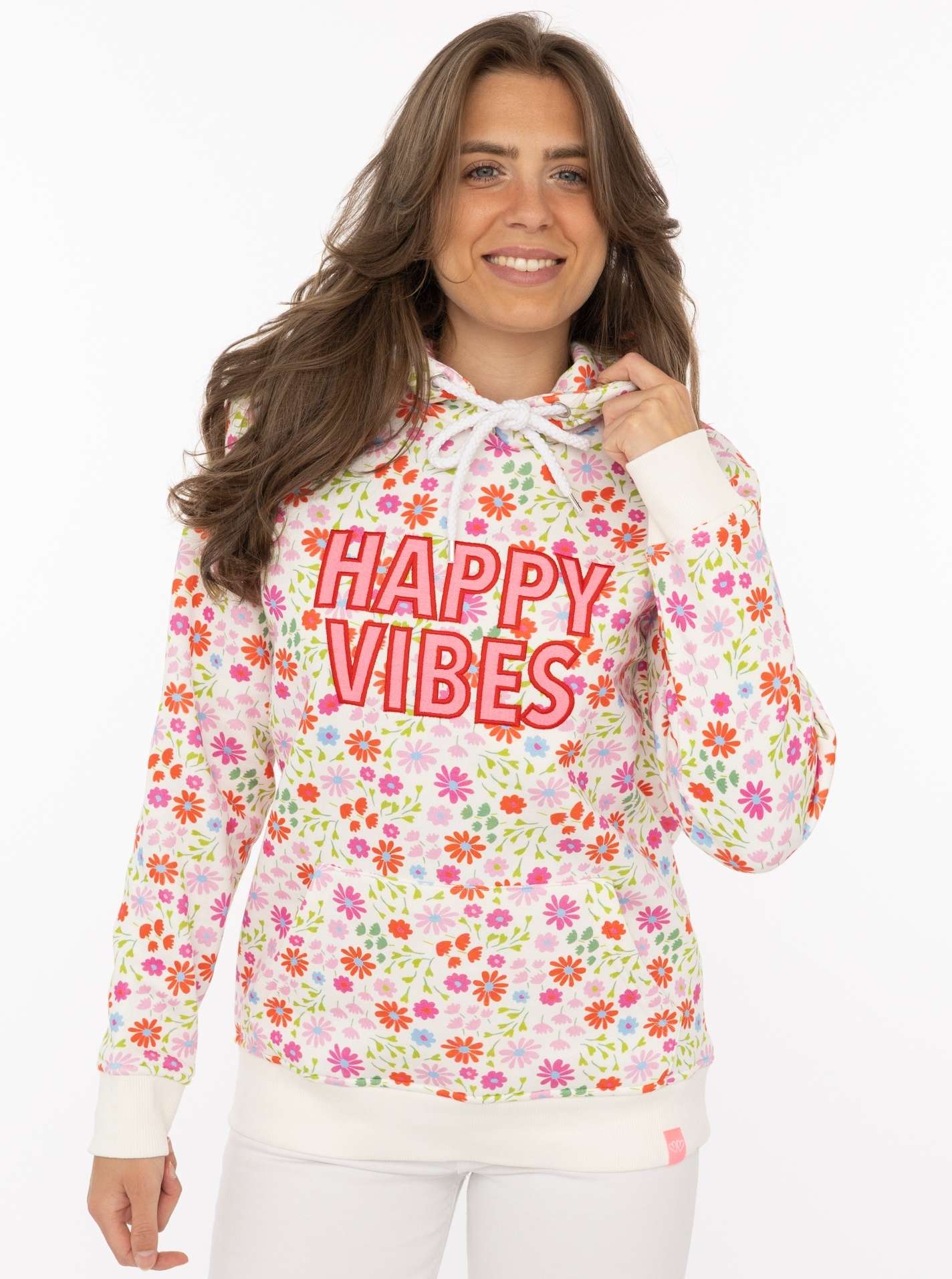 Hoodie "AOP Flower Happy Vibes"