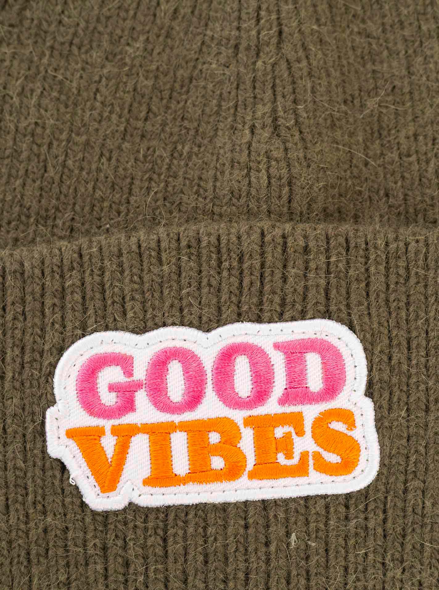 Umschlagmütze Wollmix "Good Vibes"
