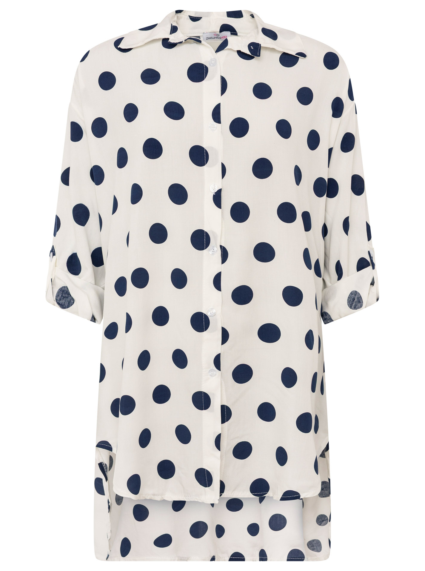Oversize Bluse Knopfleiste "Große Punkte"