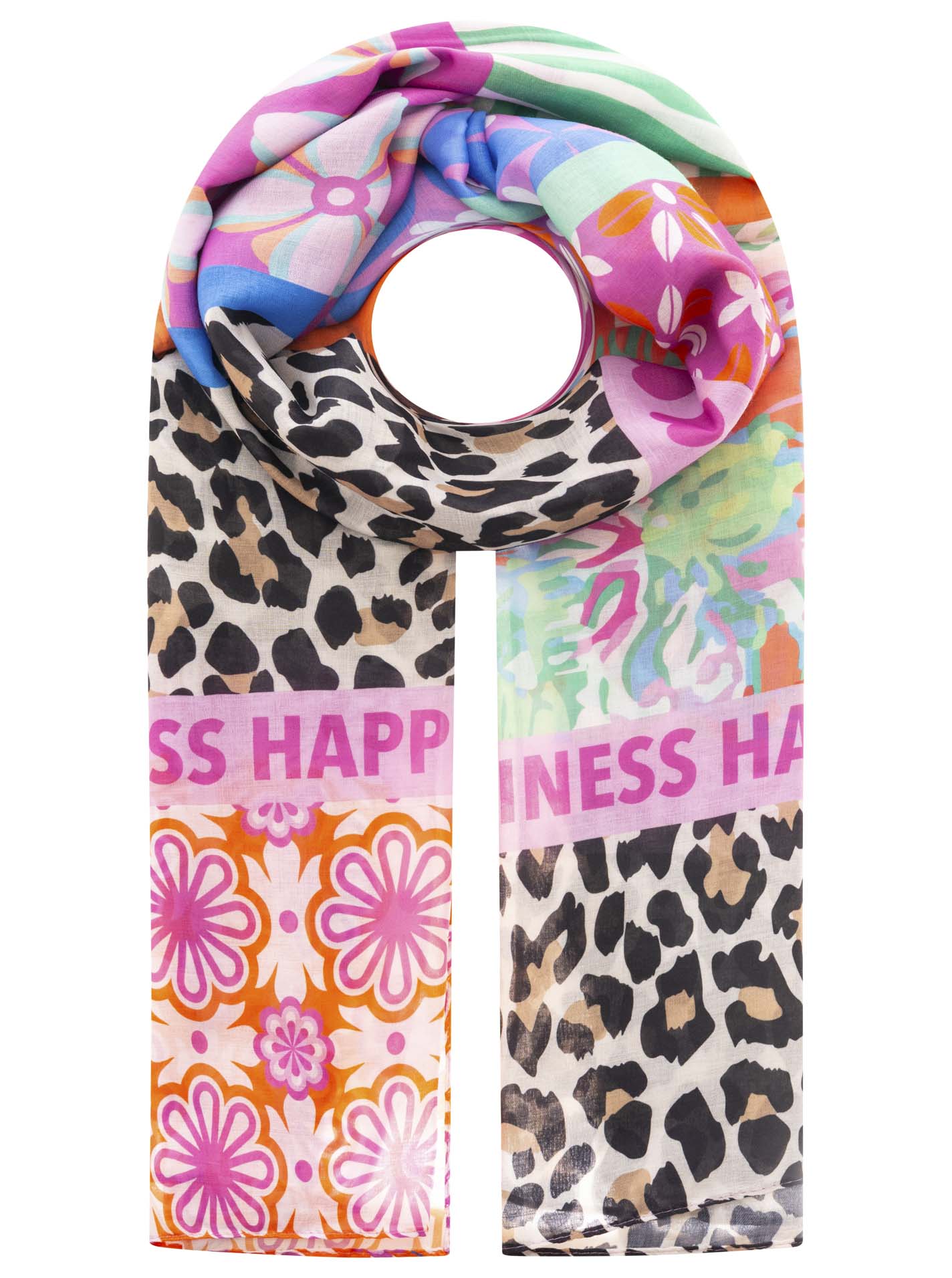 Schal Viskose Mix "Be Happy Everyday & Multi Block Happiness"