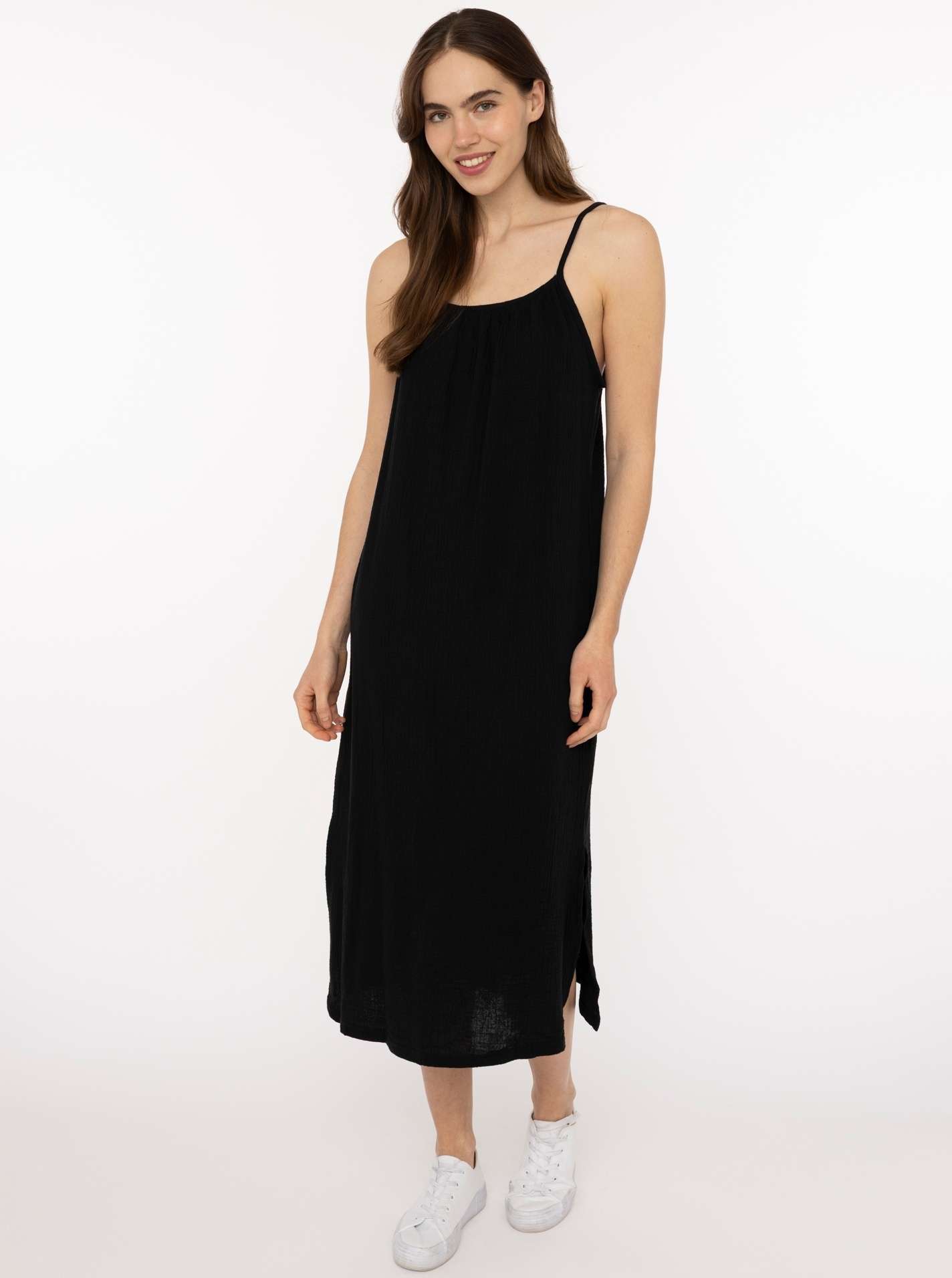 Trägerkleid Maxi Musselin "Uni"