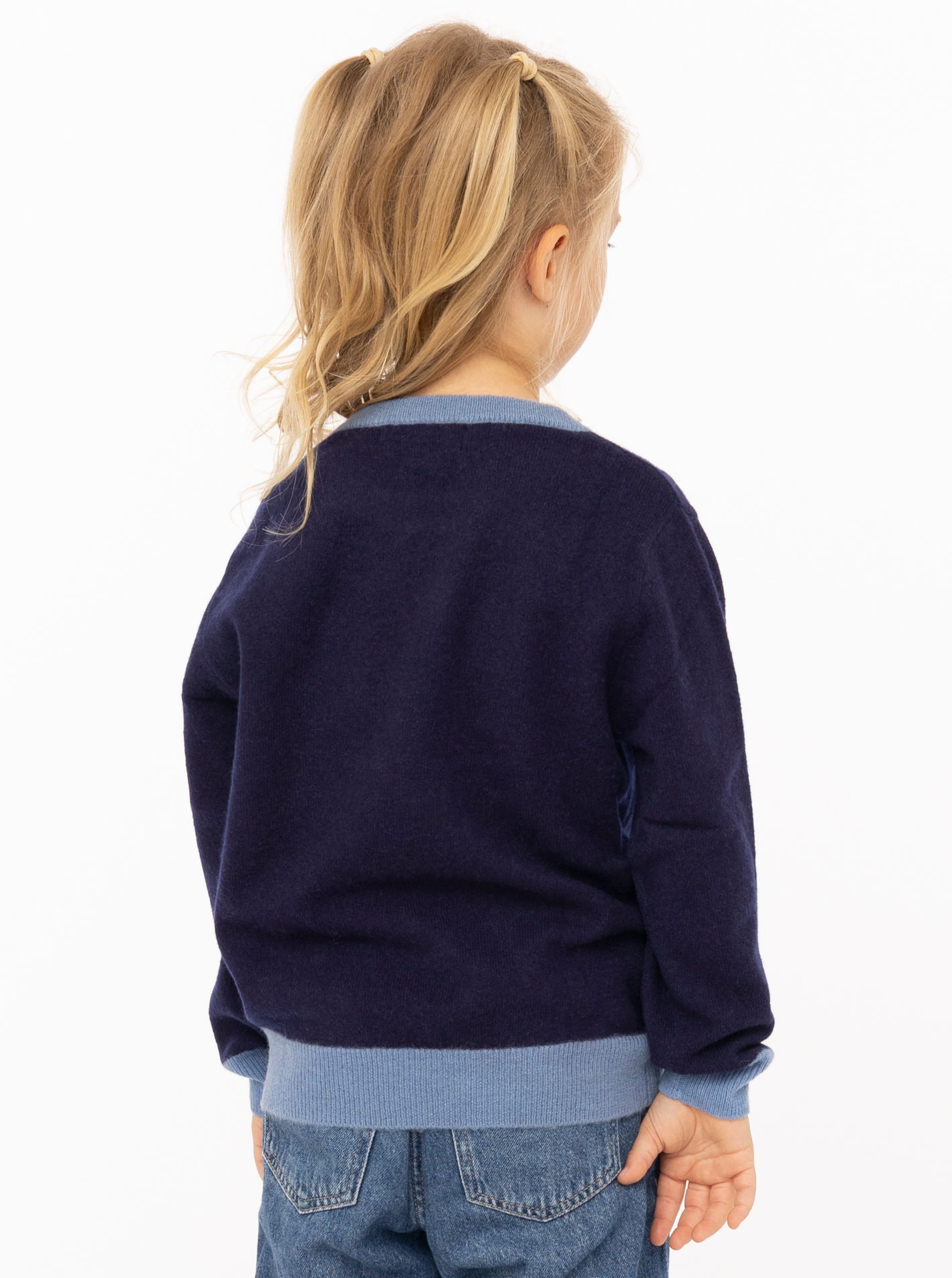 100% Cashmere Kids Rundhals Pullover zweifarbig