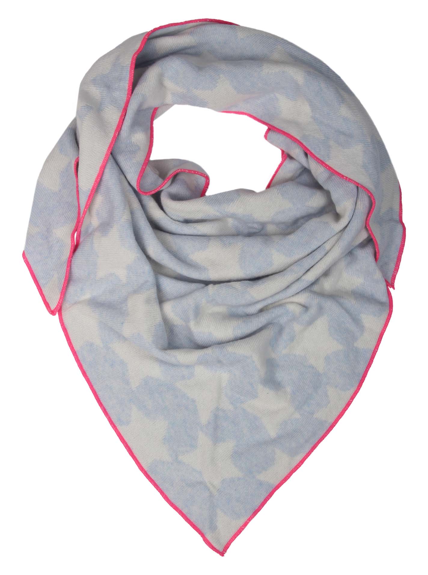 Dreieckstuch Kaschmir "A New Star Story" mit pinkem Rand Dreieckstuch Kaschmir "A New Star Story" mit pinkem Rand