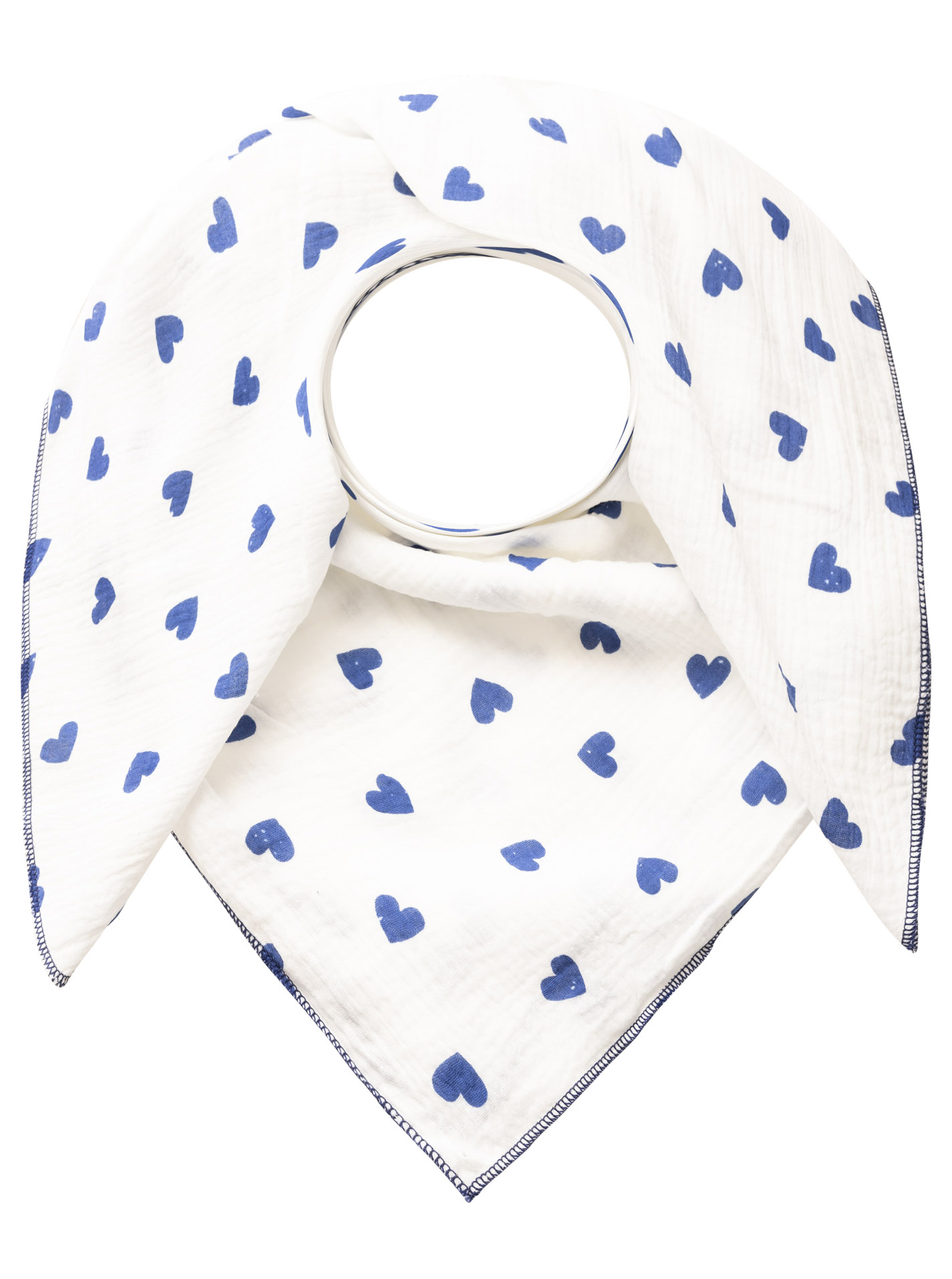 Musselin Viereckstuch BW "Herzen"