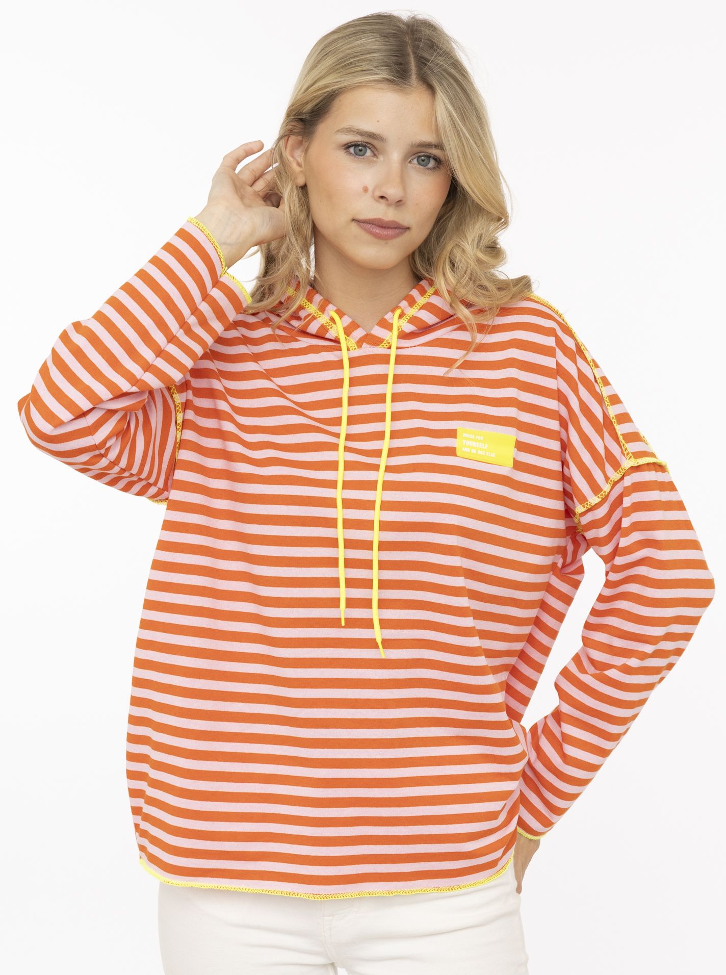 Hoodie BW "Neon Streifen & Patch"