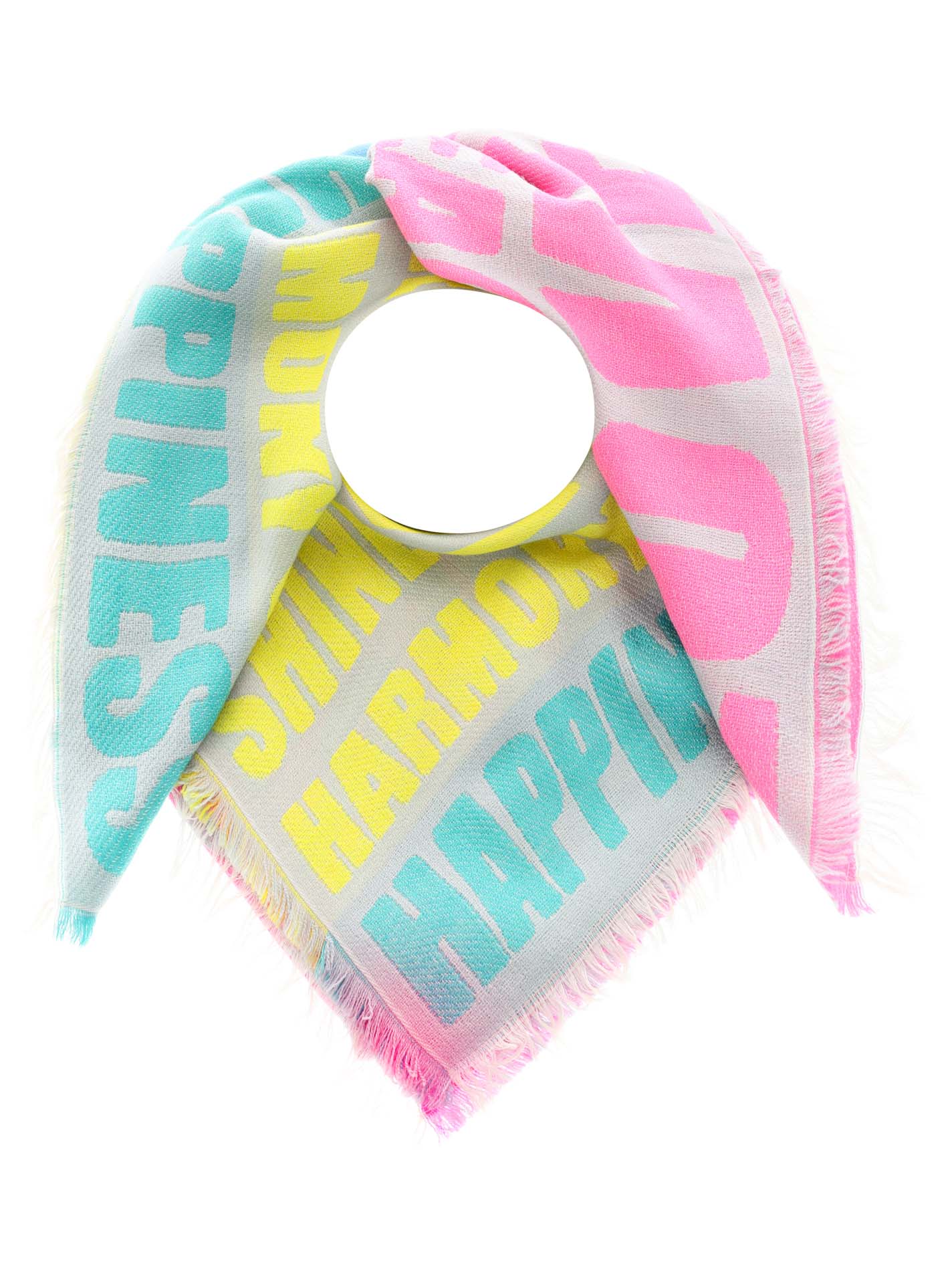 Vierecktuch  BW/Wolle "Hope Joy Peace"