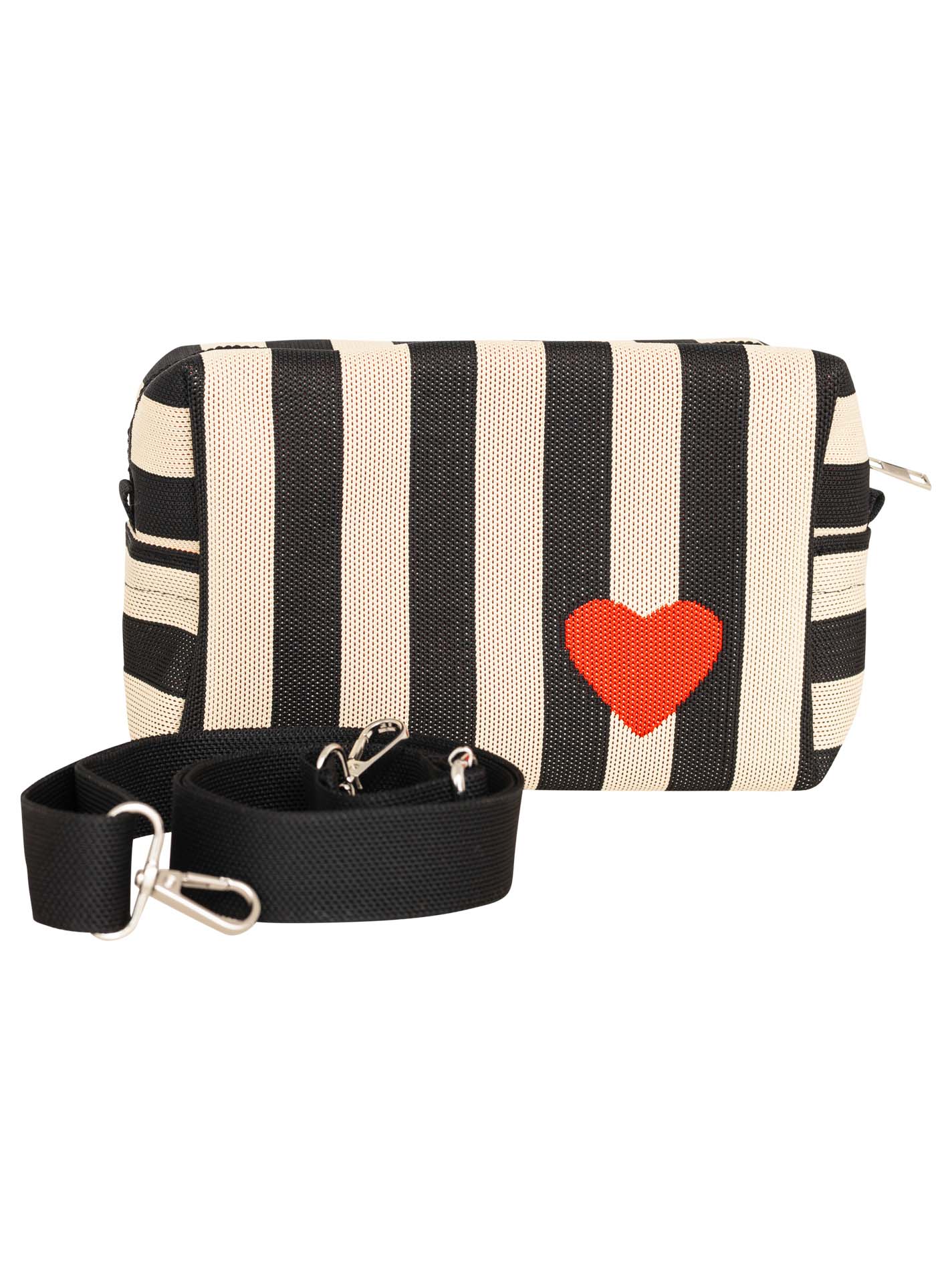 Schultertasche "Streifen & Herz"