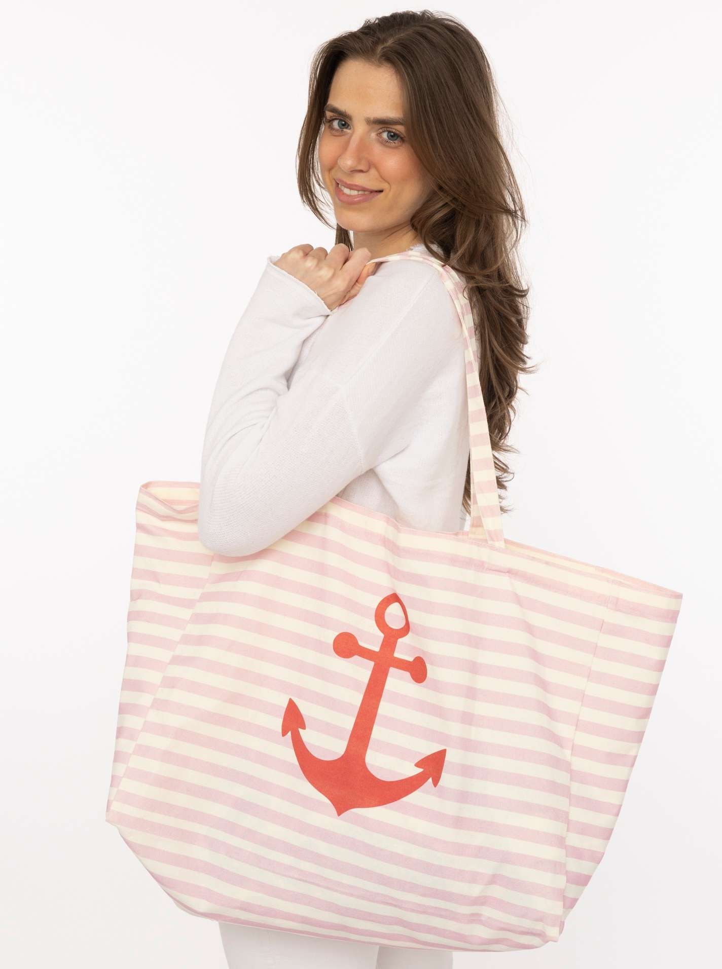 XXL Shopper BW "Streifen & Anker"