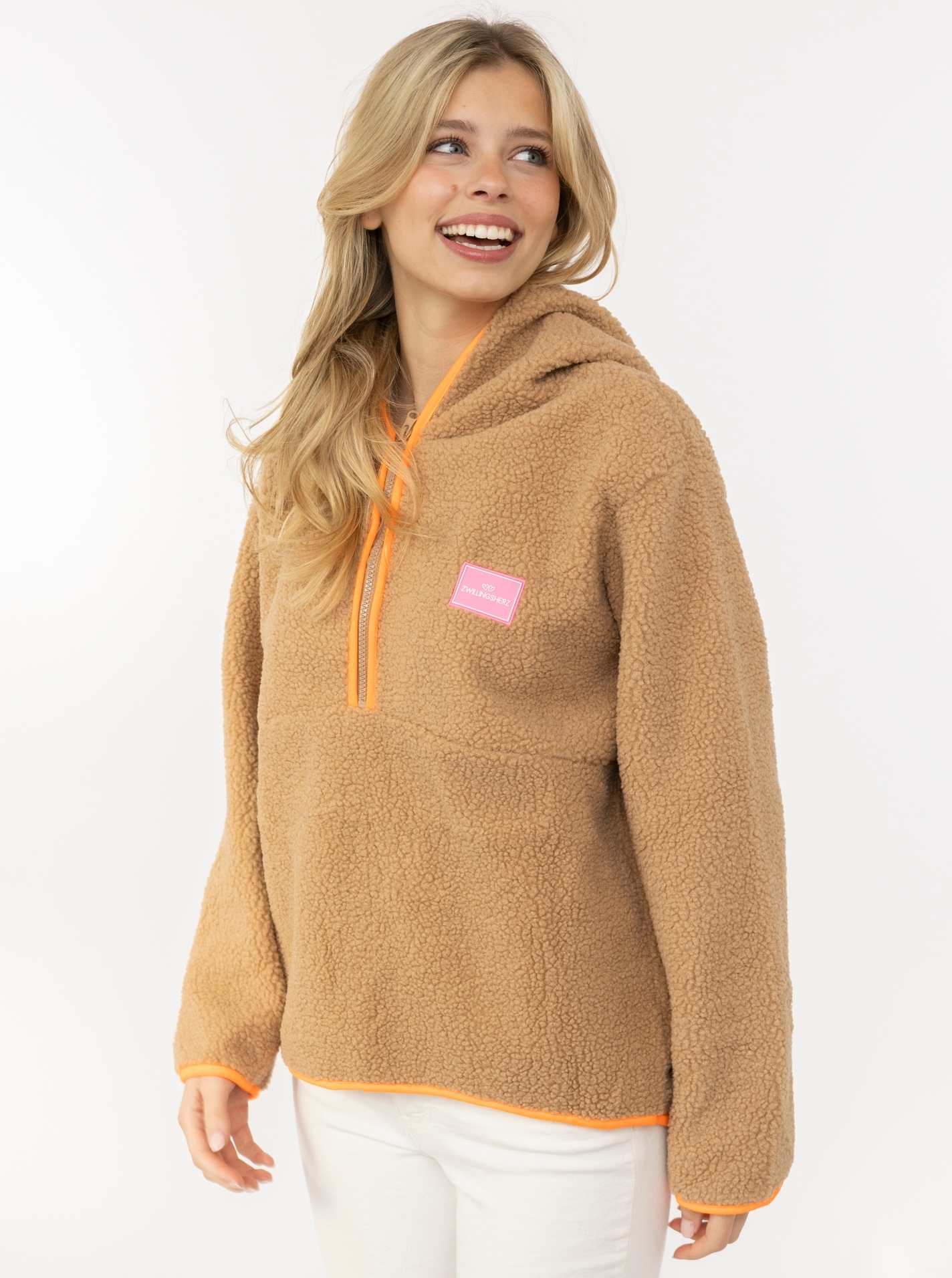 Teddyhoodie mit Zipper "Zwillingsherz"