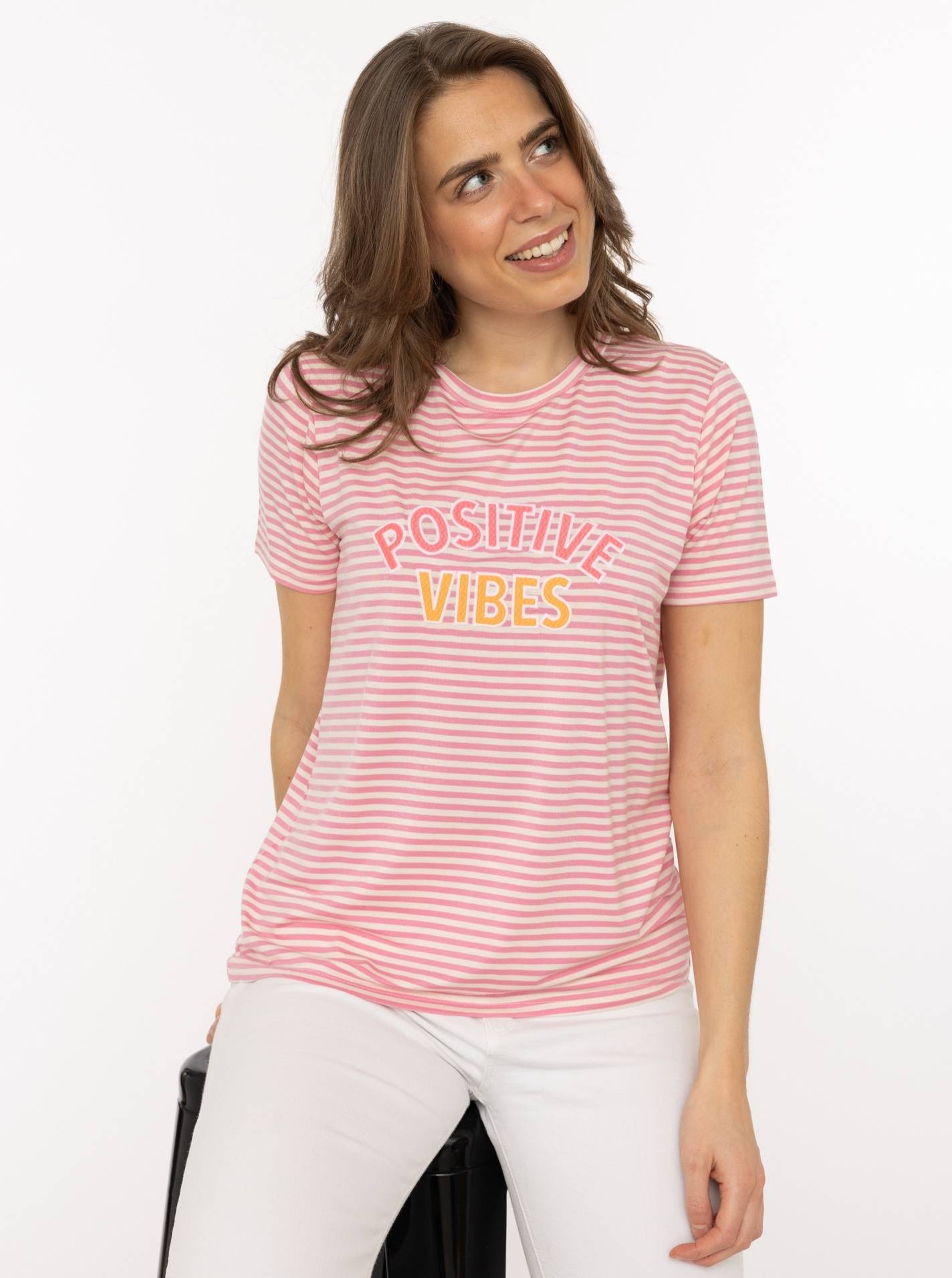T-Shirt Streifen "Positive Vibes"