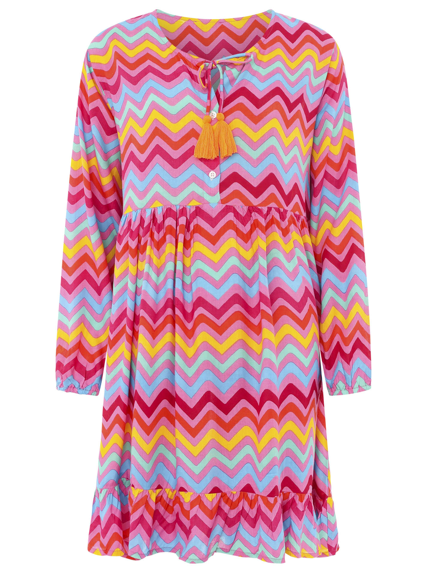 Kleid Oversize Viskose "Bunte Wellen"
