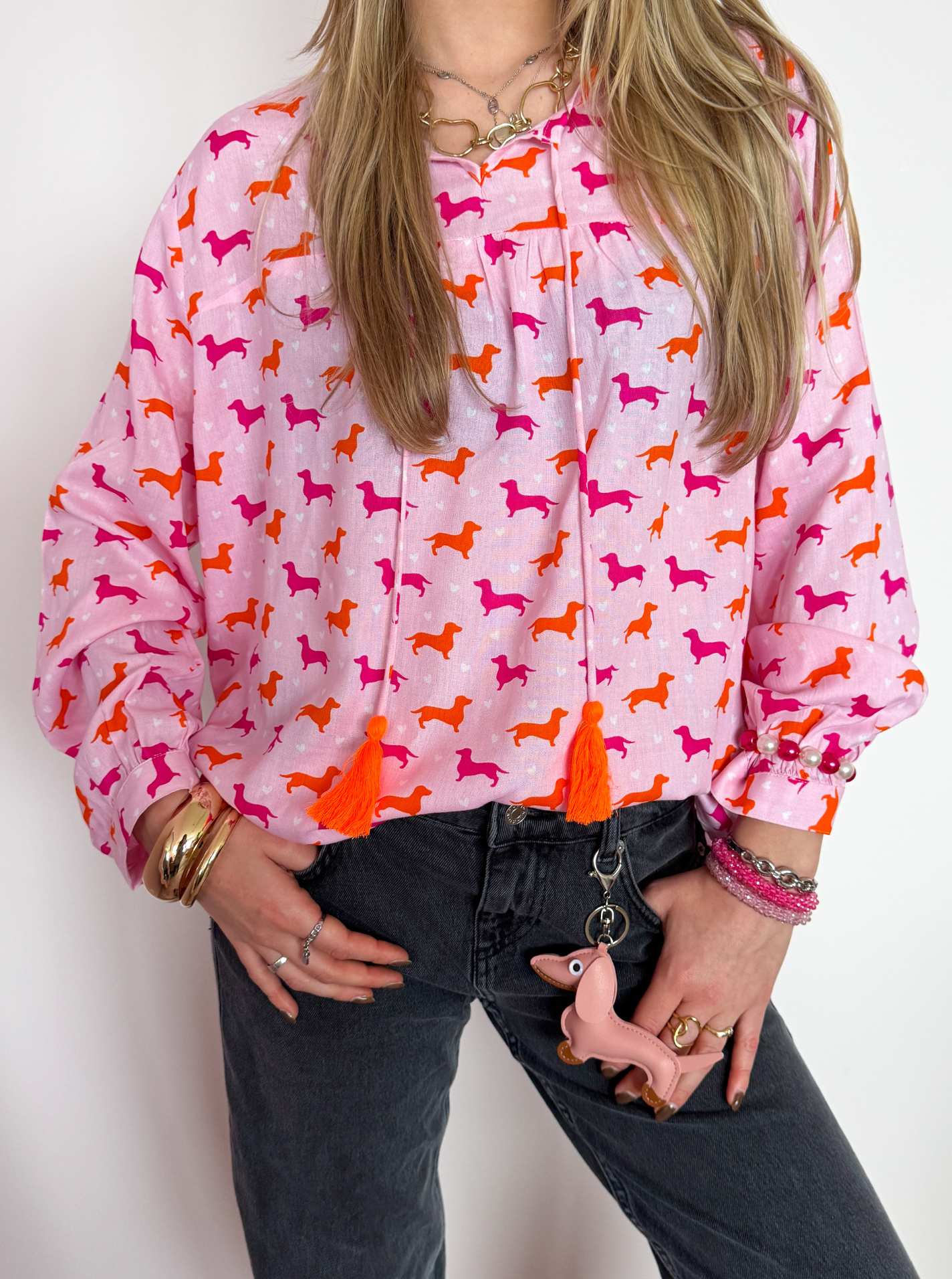 Bluse "Dackel 2-farbig"