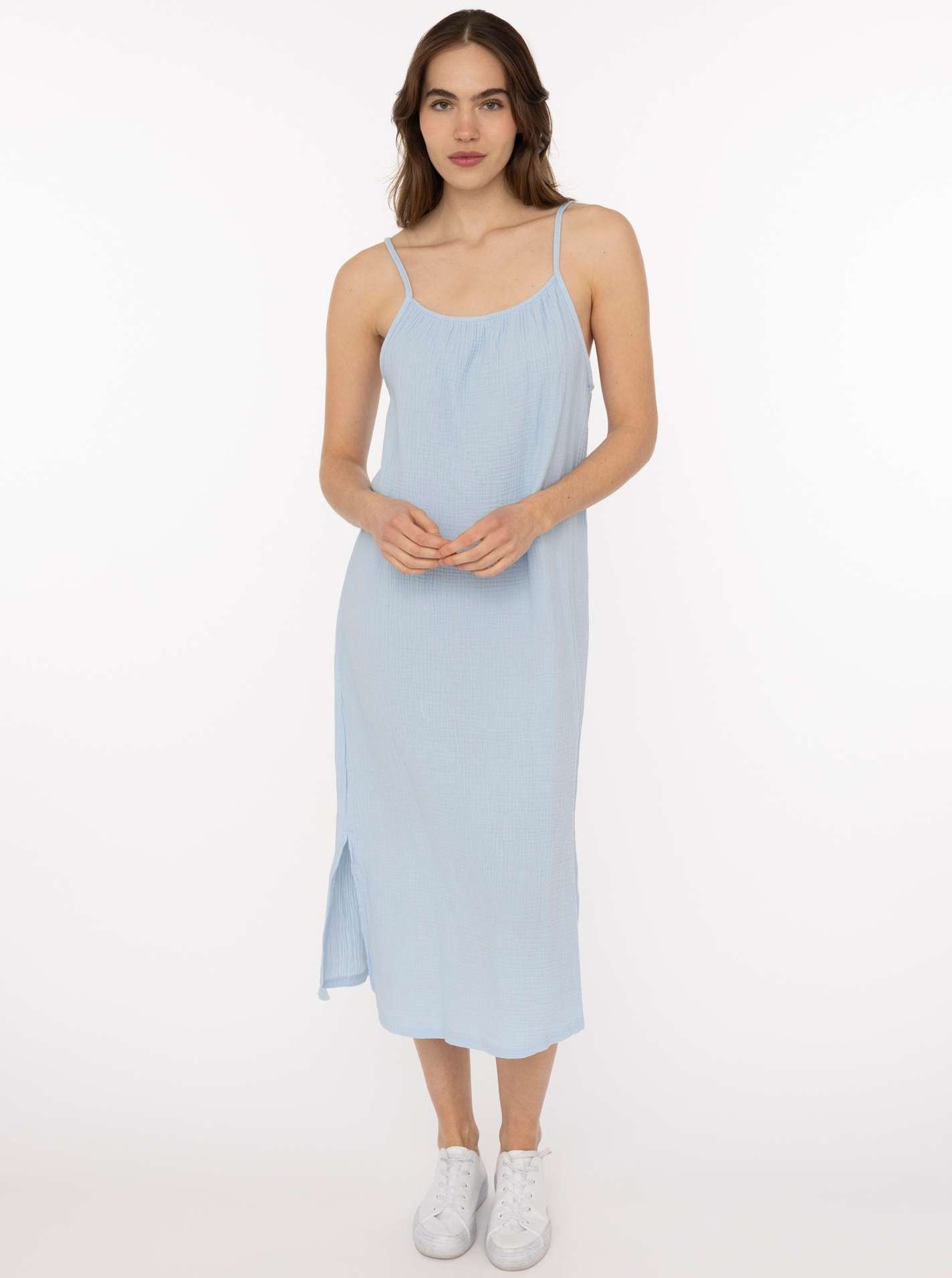 Trägerkleid Maxi Musselin "Uni"