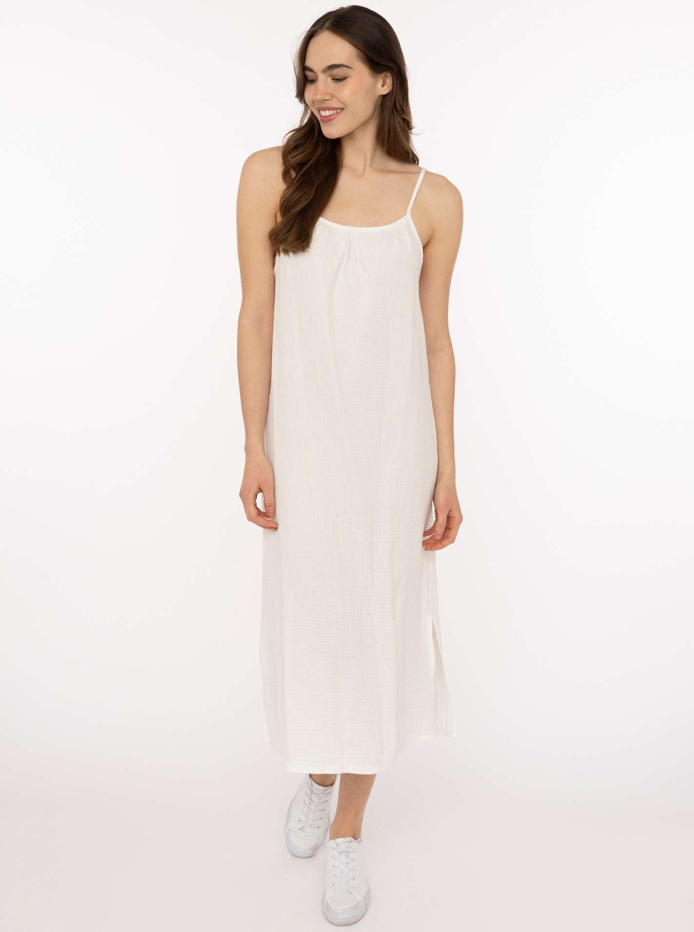 Trägerkleid Maxi Musselin "Uni"