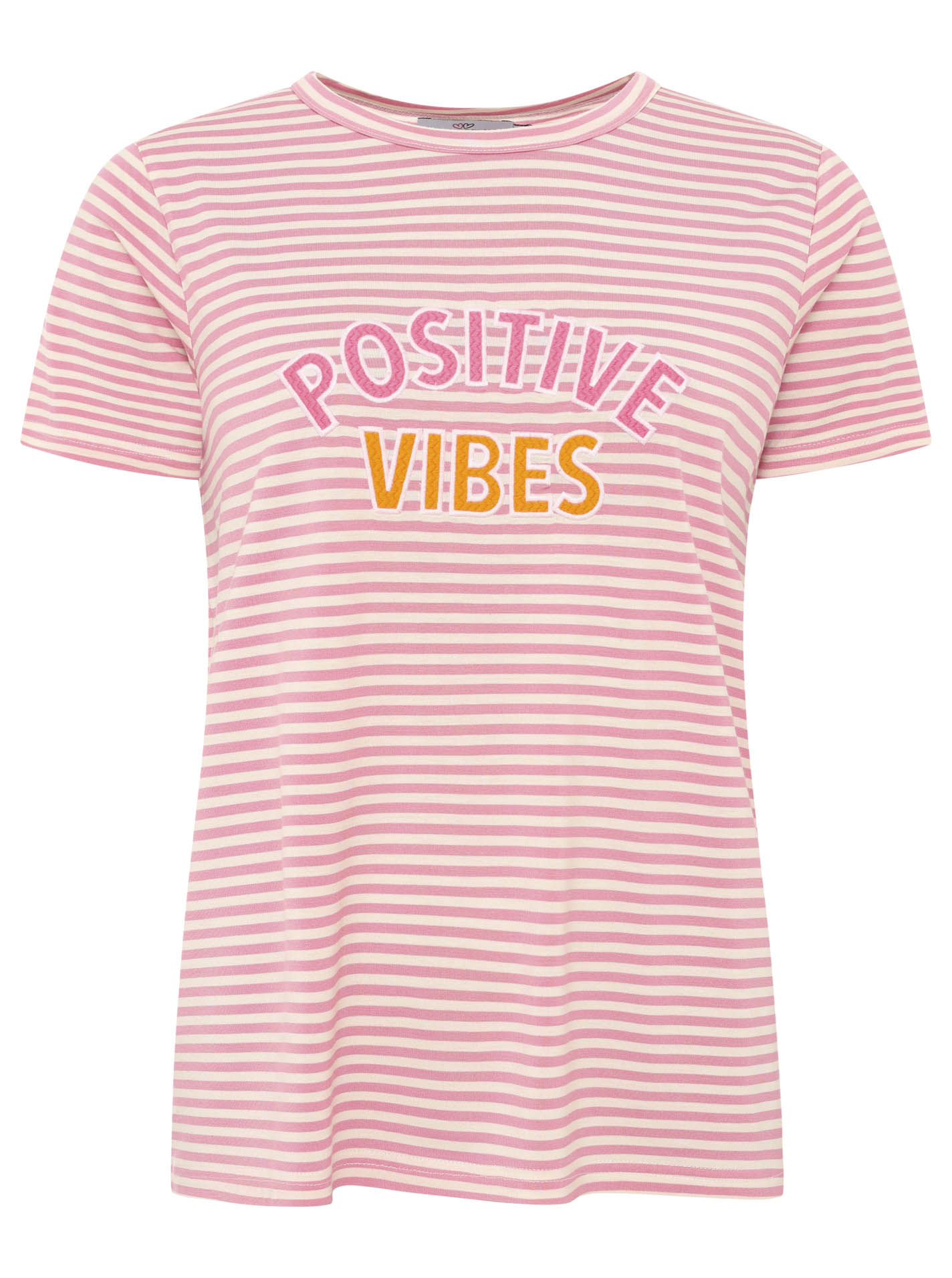ART693aafb7b71d5_049_TshirtStreifen_PositiveVibes_45018_Hellrosa T-Shirt Streifen "Positive Vibes"