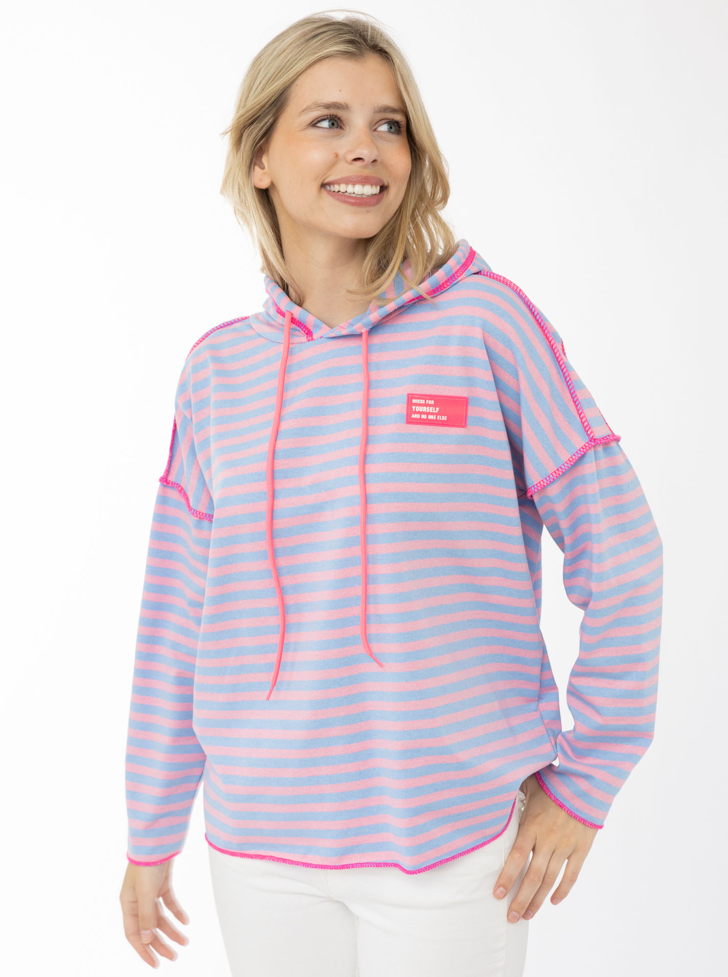 Hoodie BW "Neon Streifen & Patch"