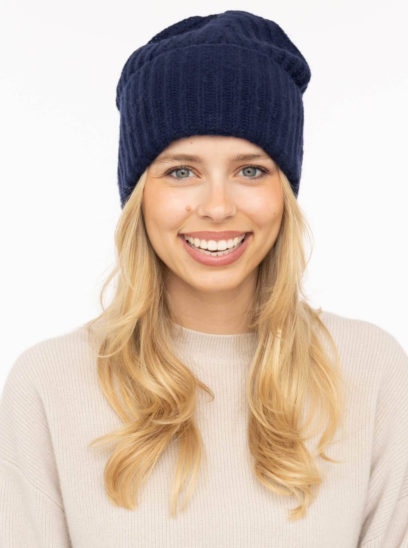 100% Cashmere Grobstrickmütze