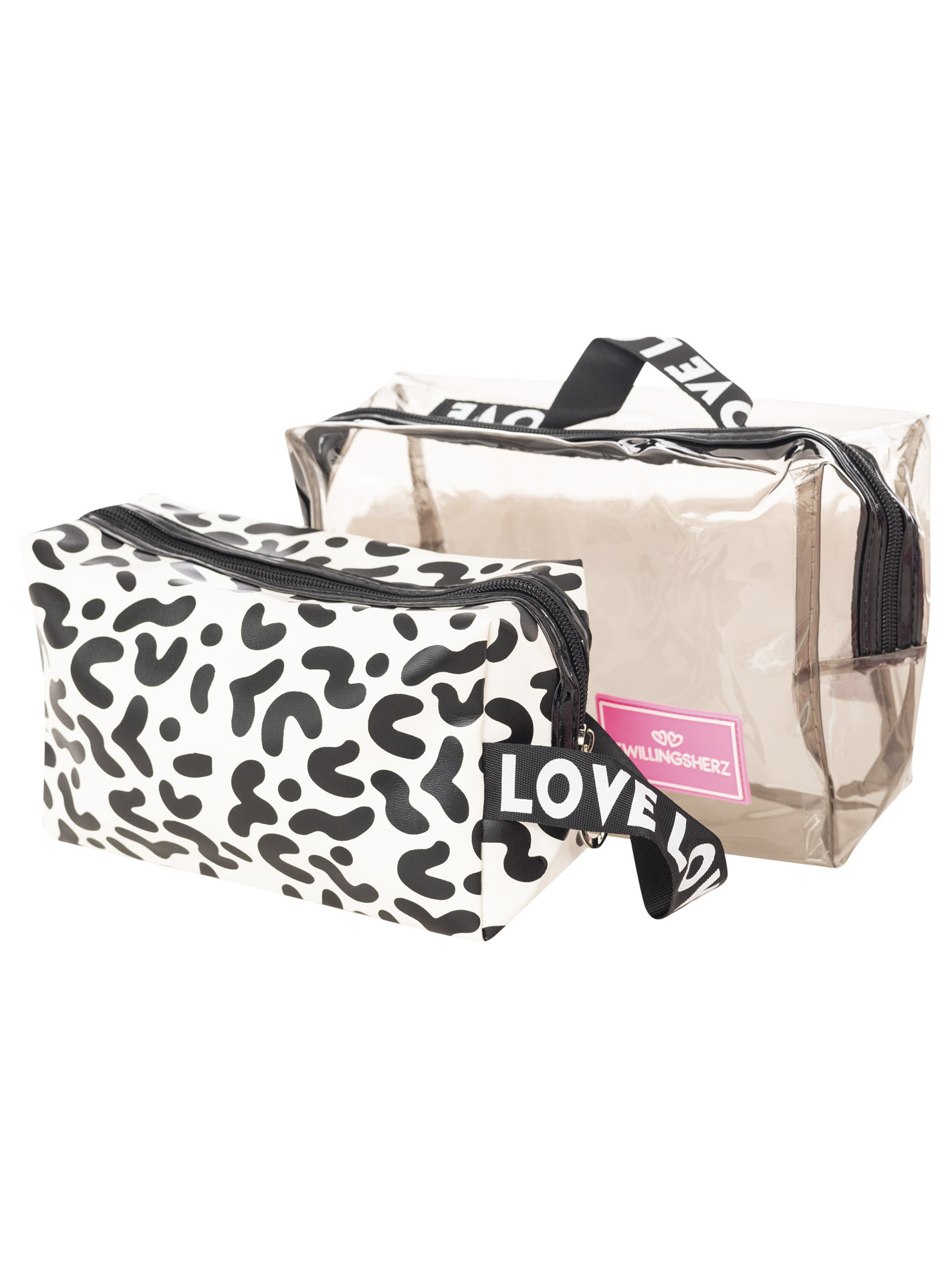 ART68f77baaad4ca_003_Tasche_TransparentLeo_Schwarz Kosmetik 2 in 1 Bag "Vibes"
