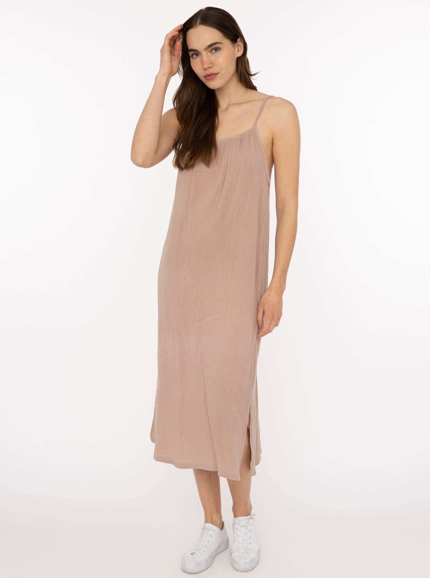 Trägerkleid Maxi Musselin "Uni"