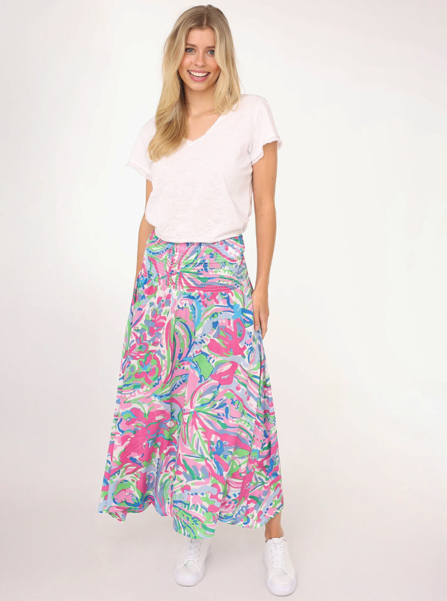 Midi Stretch Rock Viskose "Bunter Dschungel"