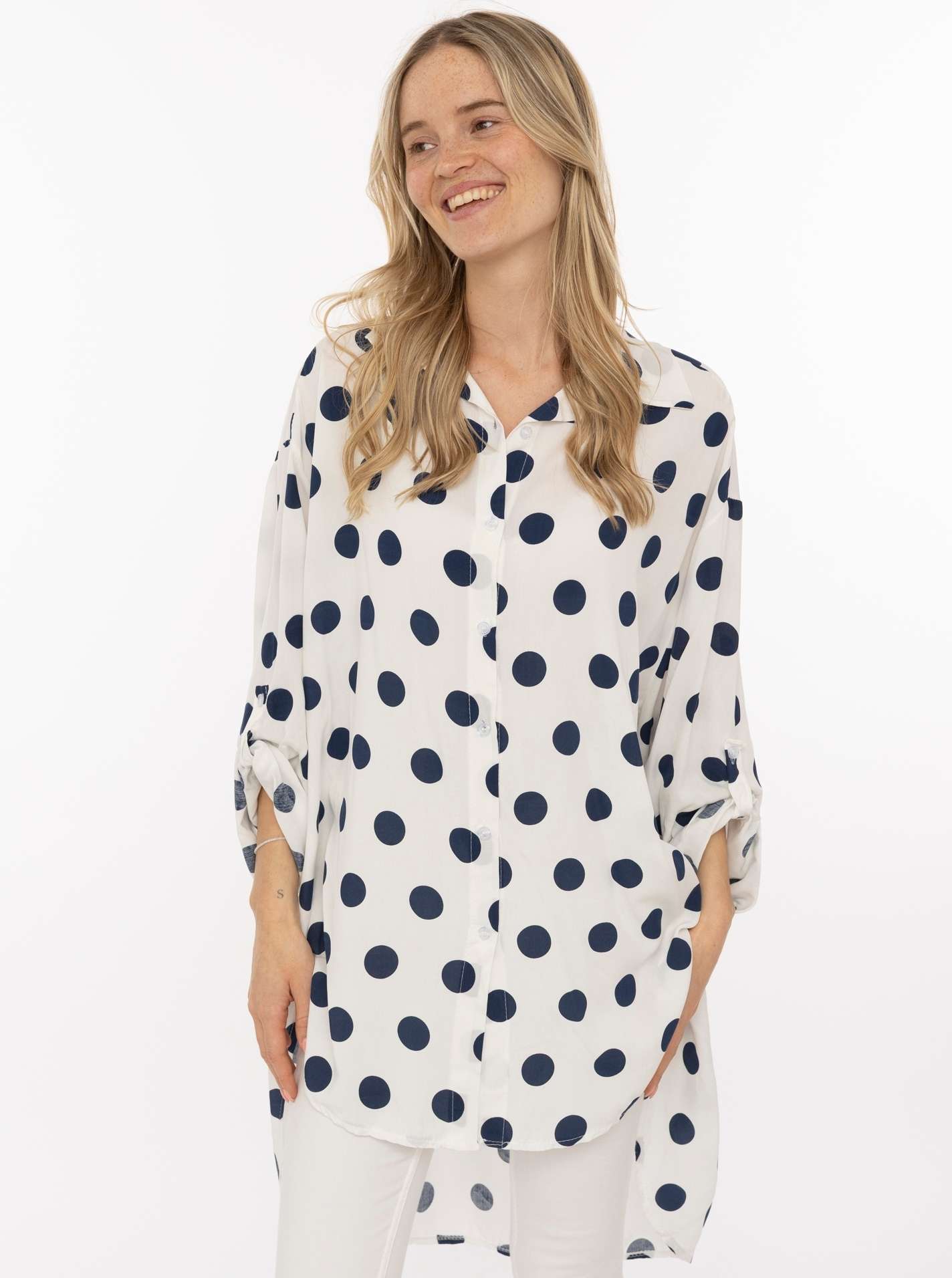 Oversize Bluse Viskose "Dots"