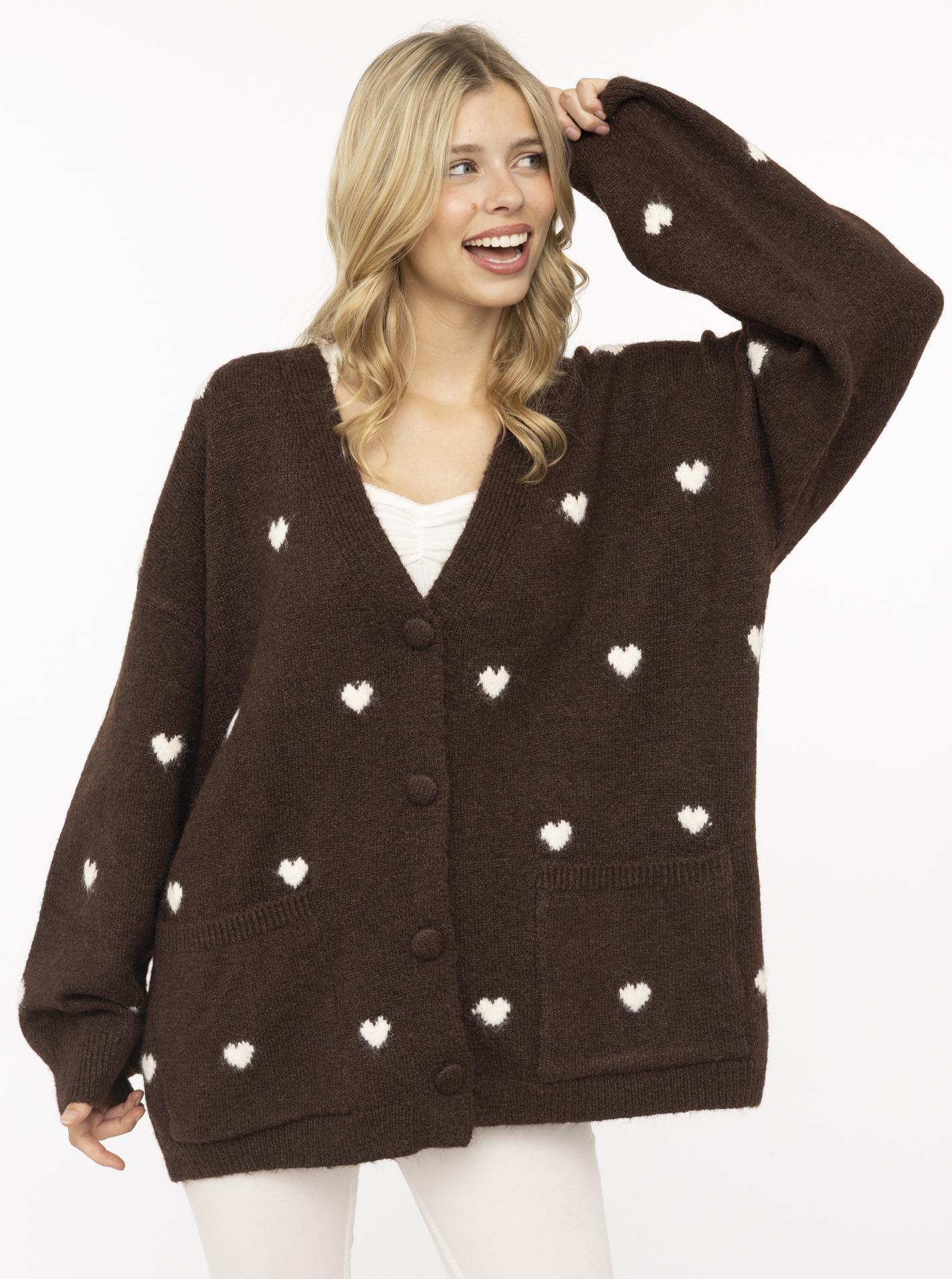 Oversize Cardigan Wollmix "Herzen"