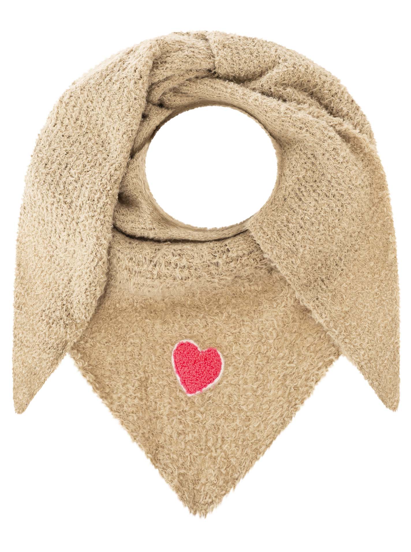Dreieckstuch Bouclé "Herz Patch"