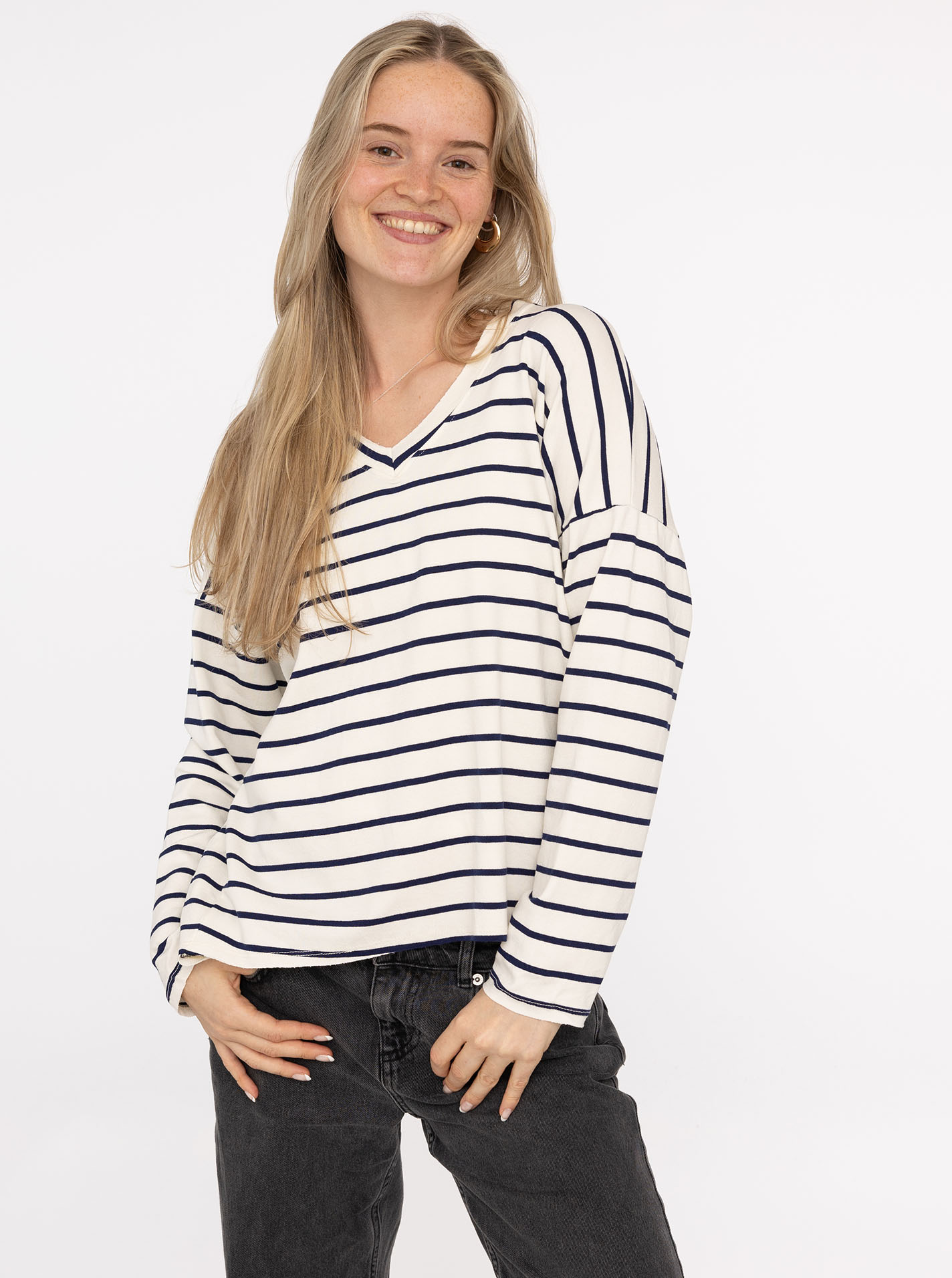 Sweatshirt V-Neck "Sommerstreifen"