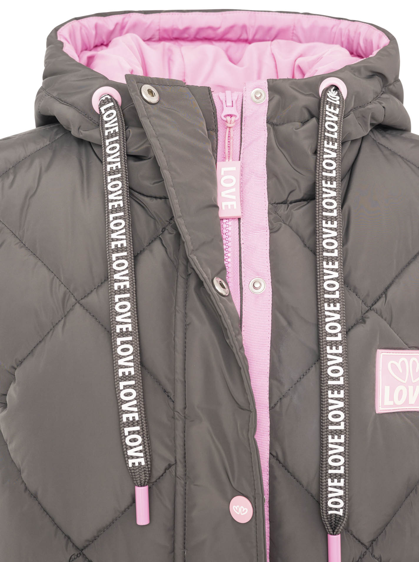 ART68554739339a4_026_Steppweste lang_Love Print_46023Dunkelgrau_Detail