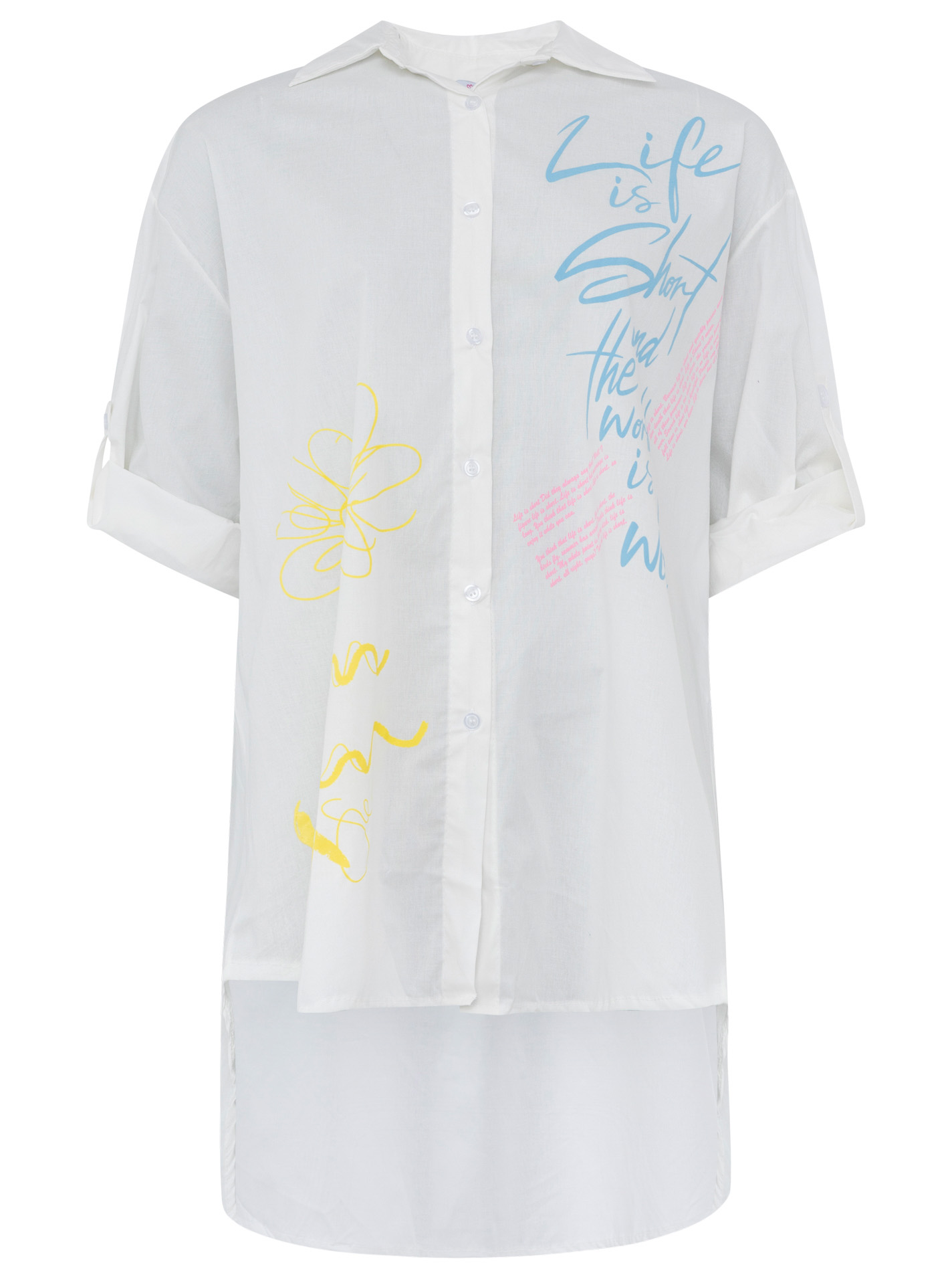 Oversize Bluse "Life is Short"