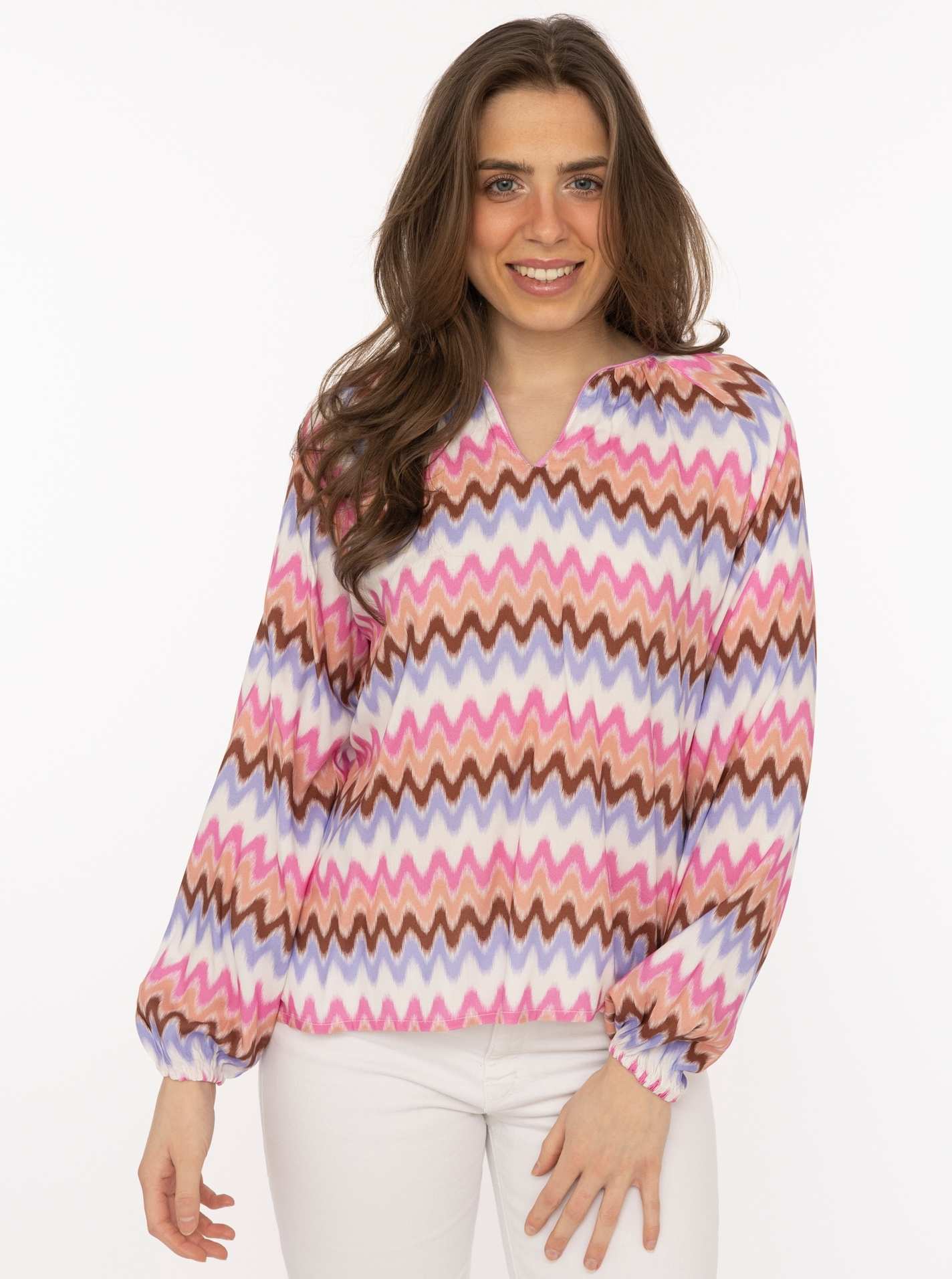 ART69b27b7f7bcd8_029_Model_Bluse_ZickZack_33473_029_Beige Bluse "Zick Zack"