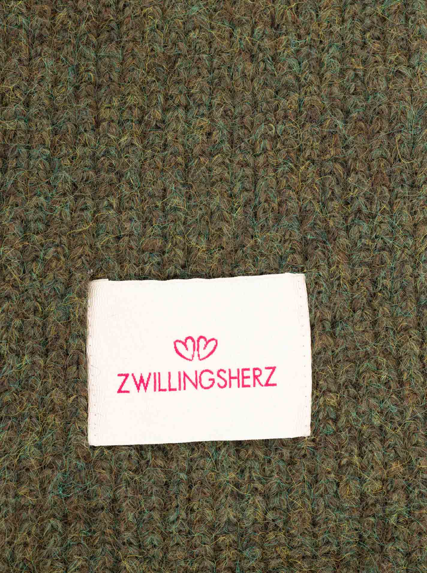 Schal Wolle gerippt "Zwillingsherz Patch"