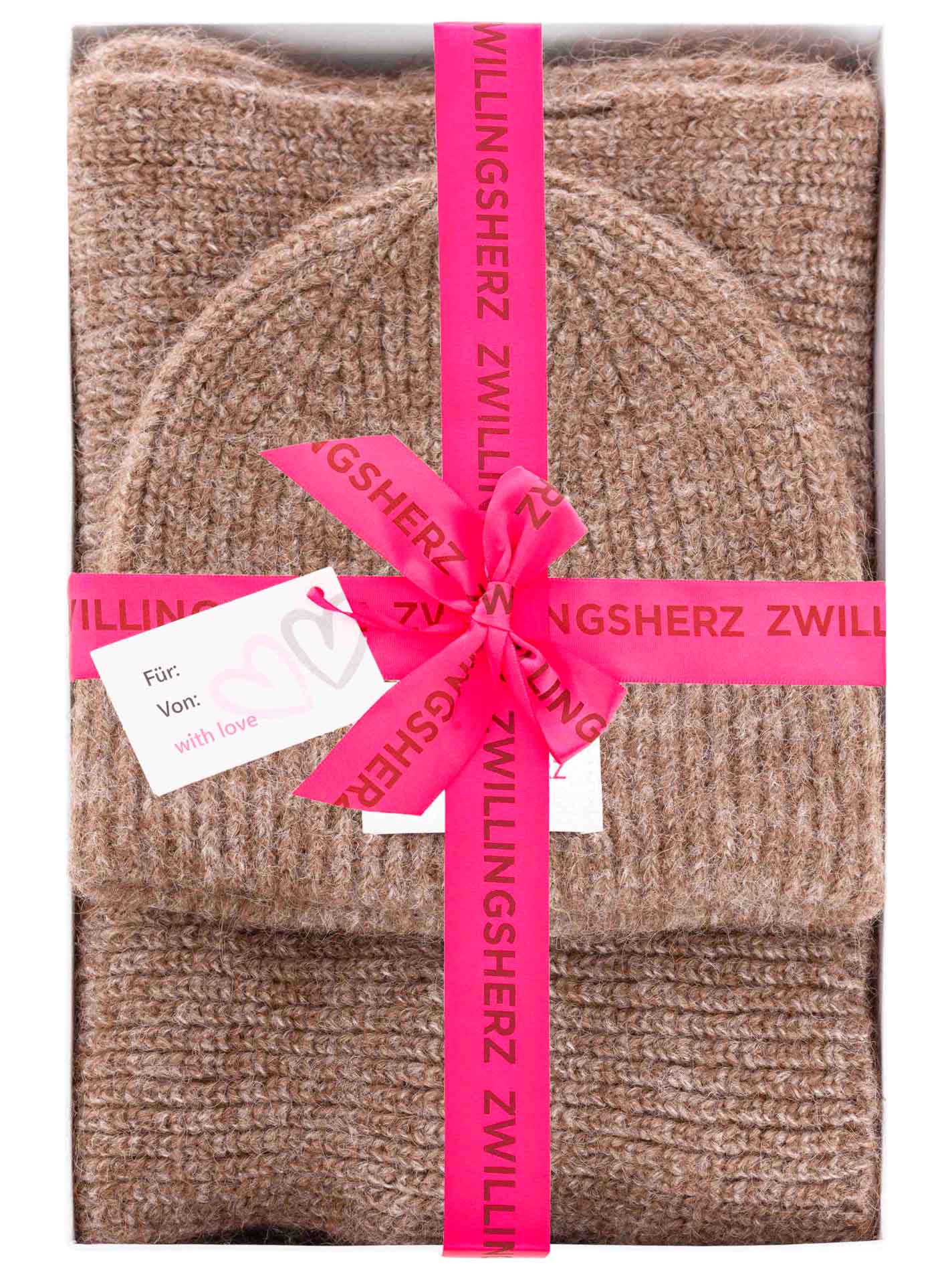 Geschenkbox Set Mütze + Schal Wollmix "Uni"