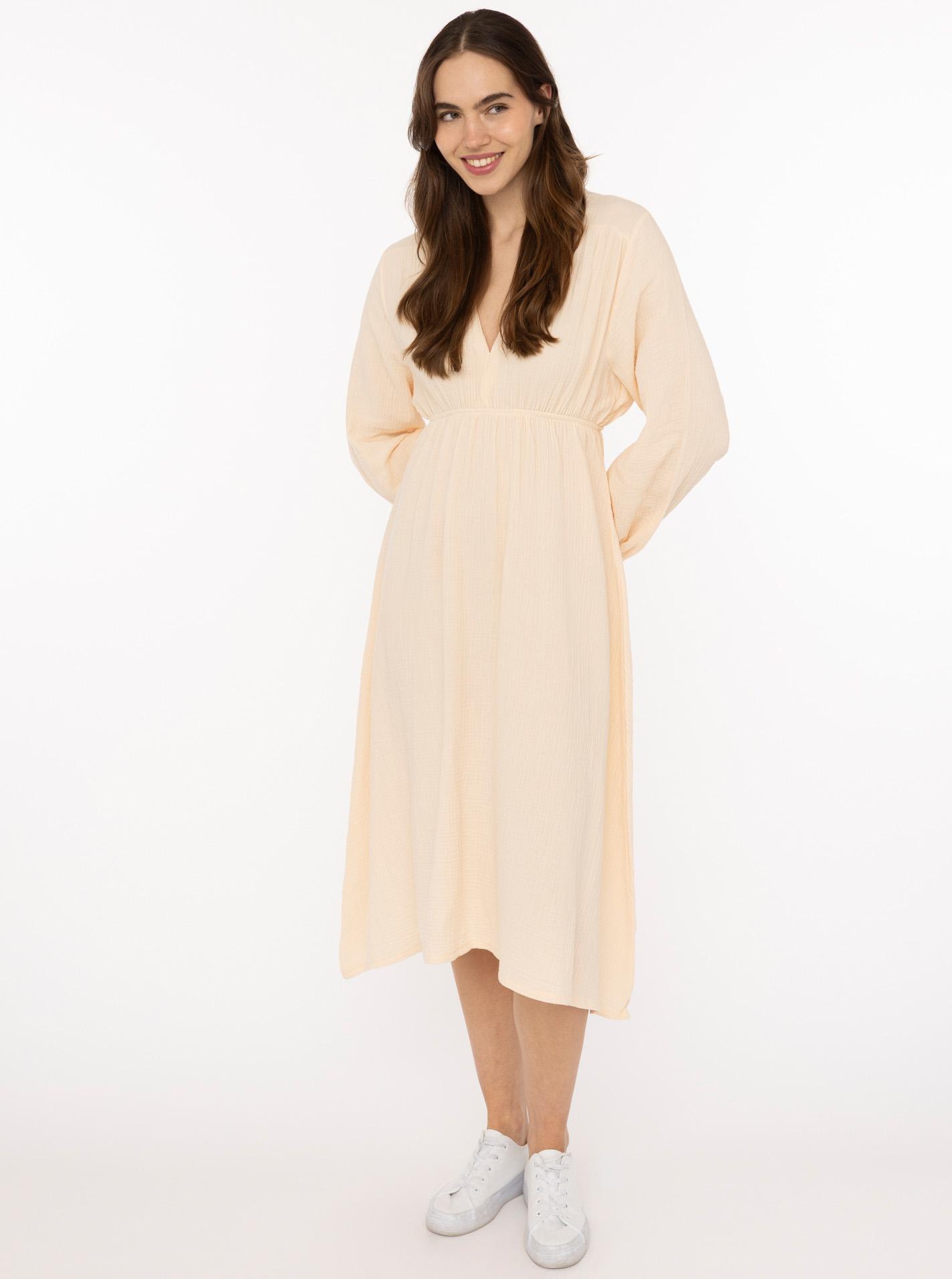 Maxikleid Musselin BW "Uni"