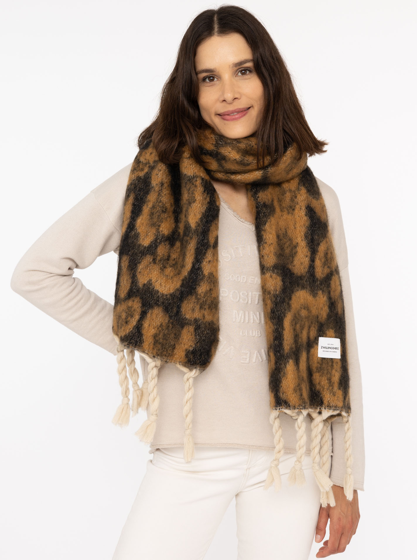 XXL Big Scarf "Leo & Tassel"