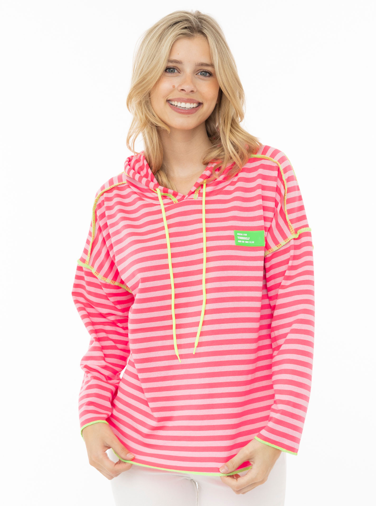 Hoodie BW "Neon Streifen & Patch"