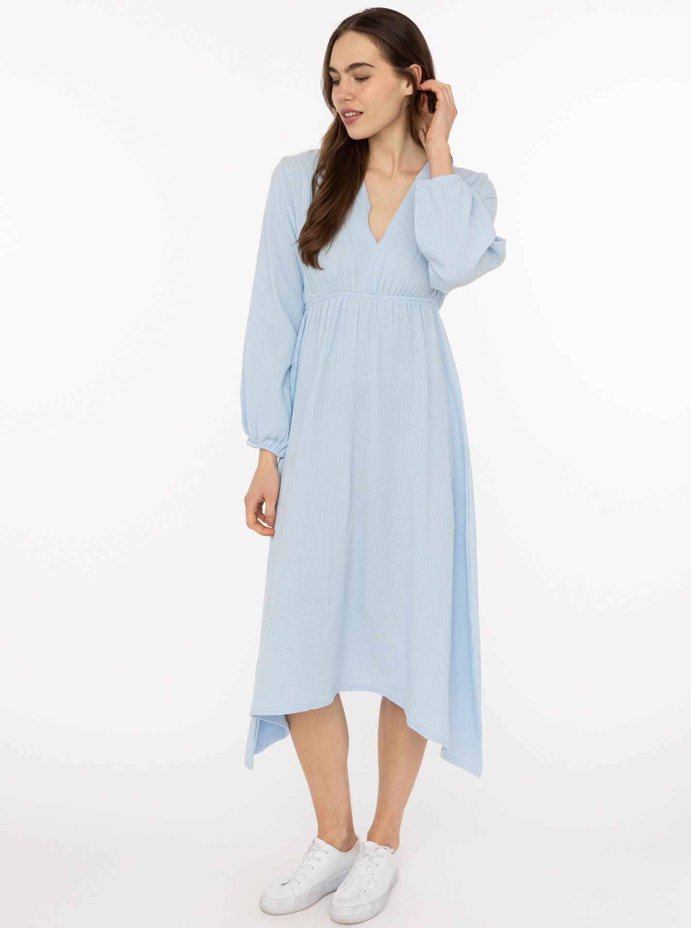 Maxikleid Musselin BW "Uni"