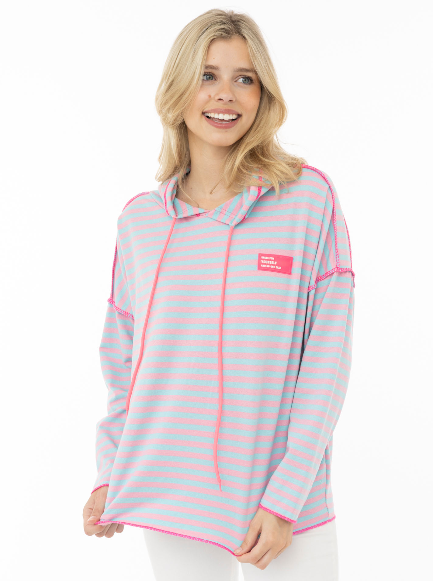Hoodie BW "Neon Streifen & Patch"