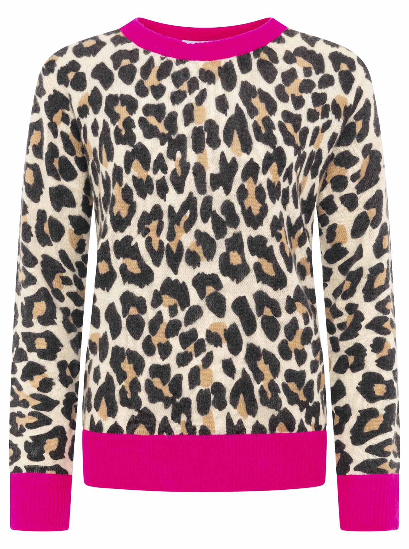 100% Cashmere Pullover "Rundhals Leo Print"