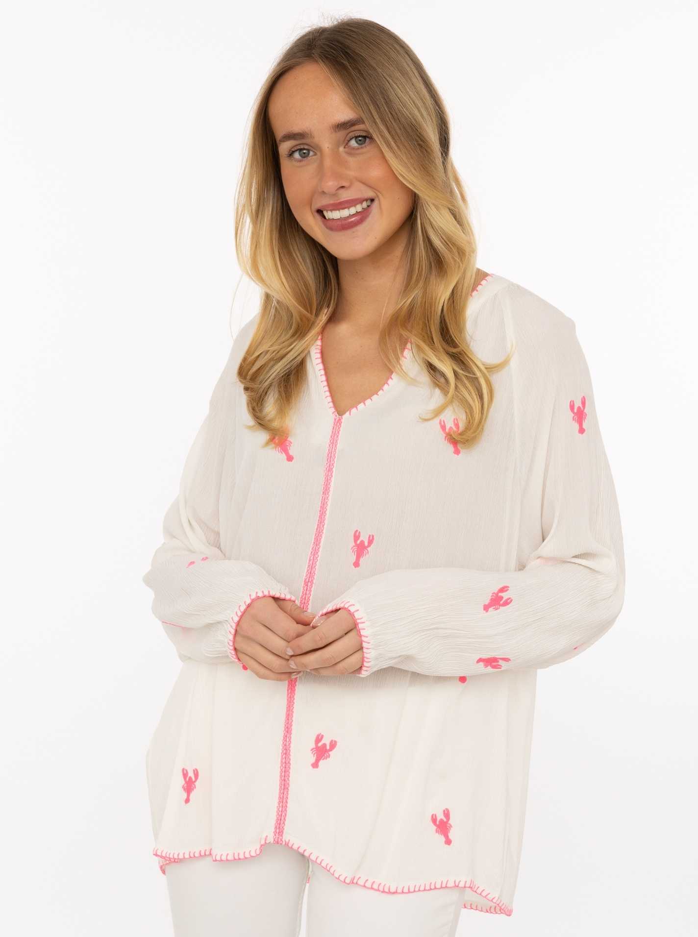 Bluse "Gestickte Hummer"