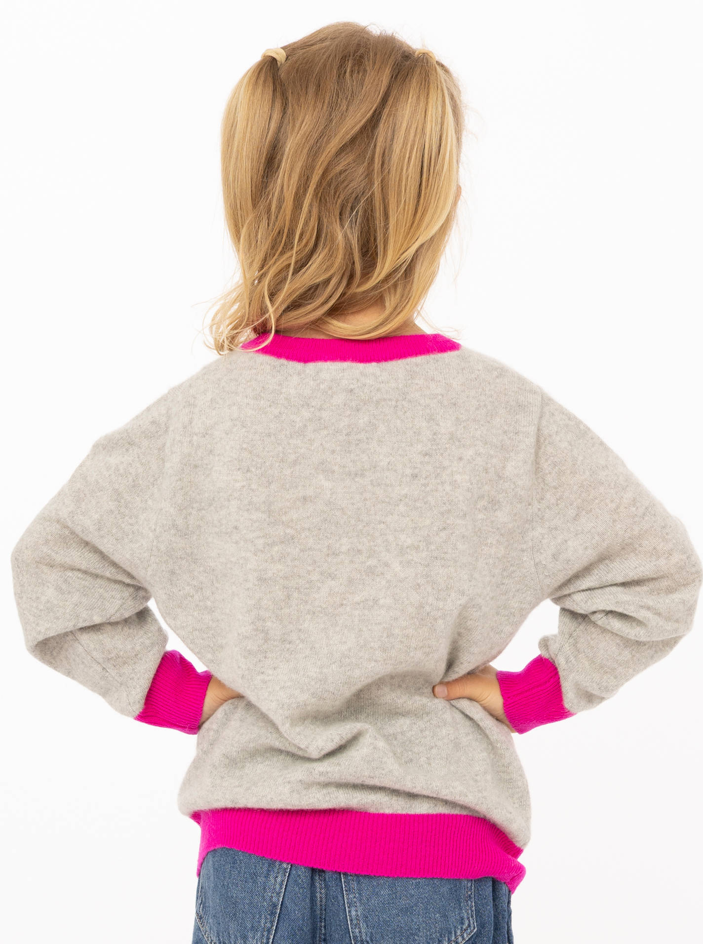 100% Cashmere Kids Rundhals Pullover zweifarbig