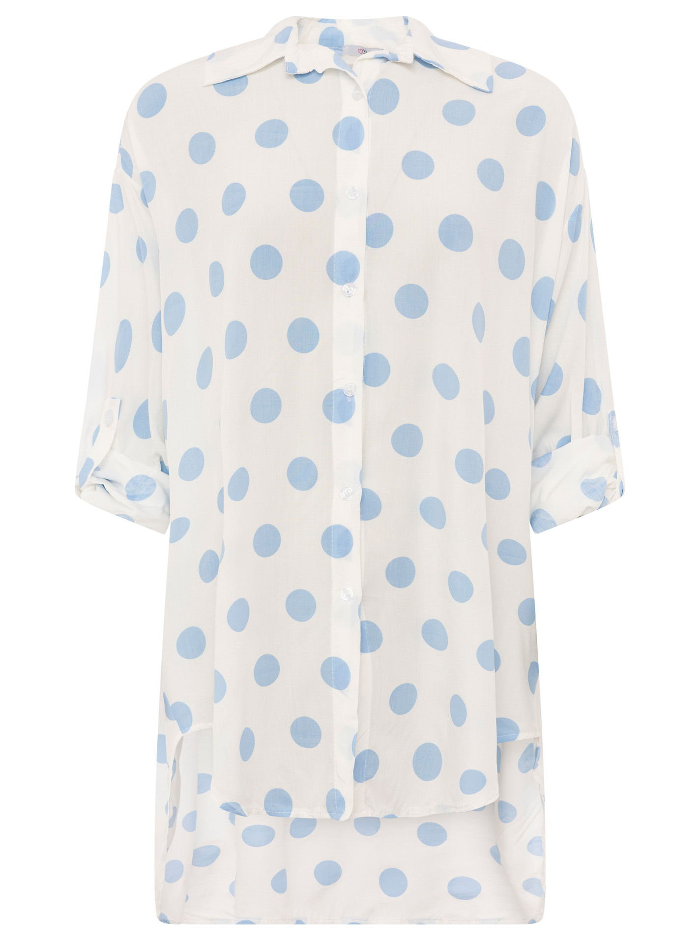 Oversize Bluse Knopfleiste "Große Punkte"