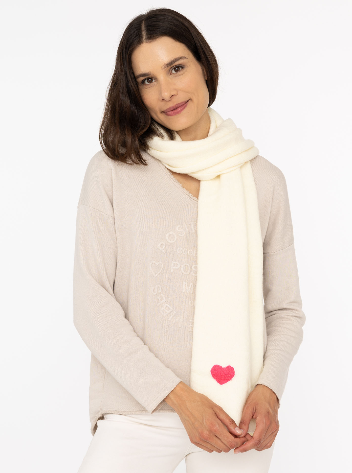Strickschal Wollmix "Uni & Herz"