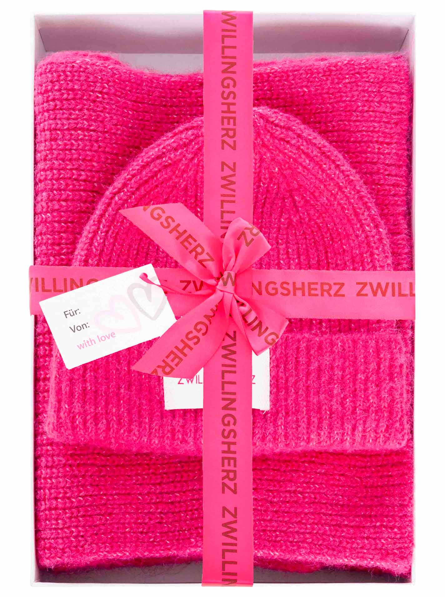 Geschenkbox Set Mütze + Schal Wollmix "Uni"