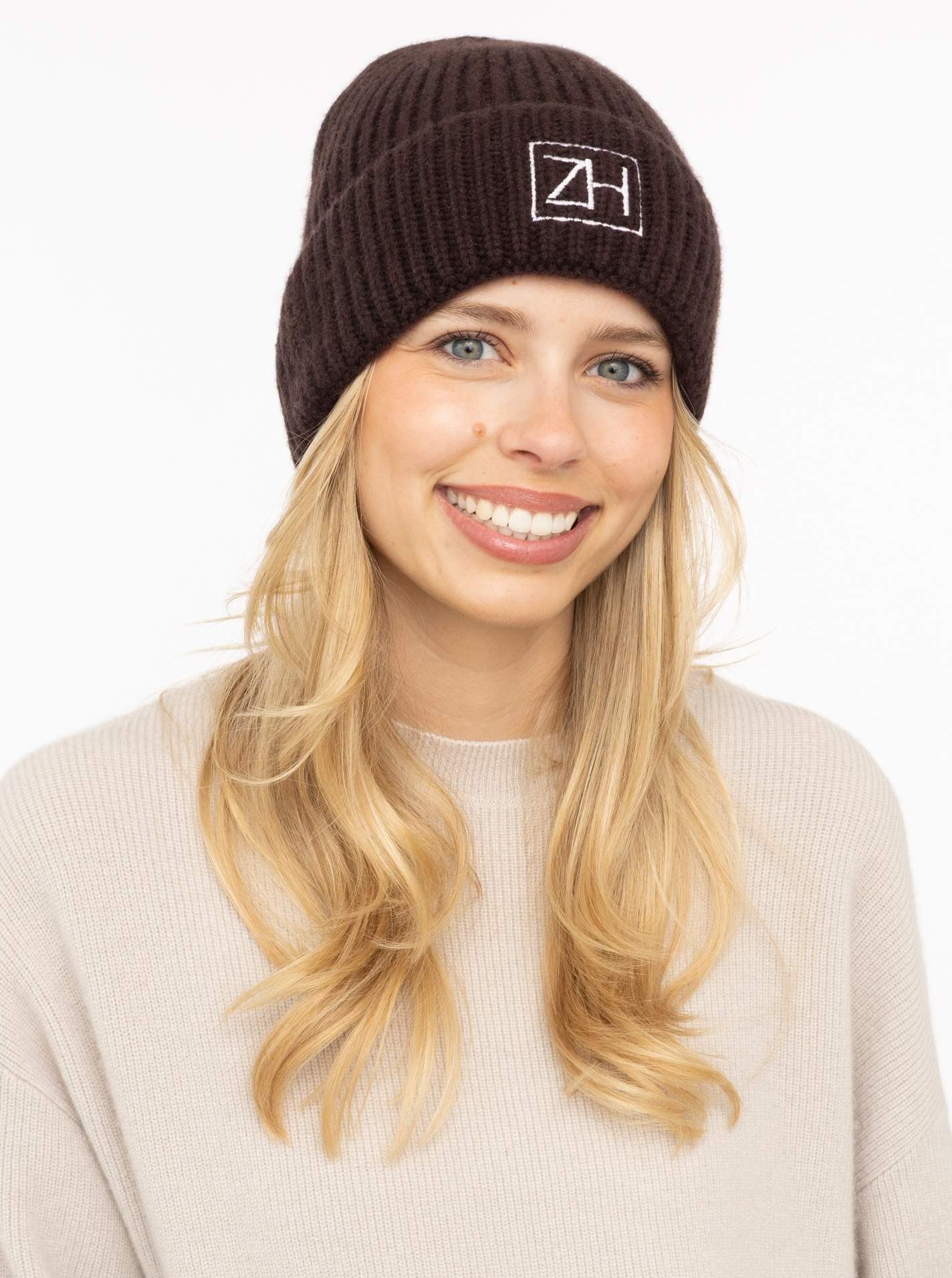 100% Cashmere Gerippte Mütze "ZH"